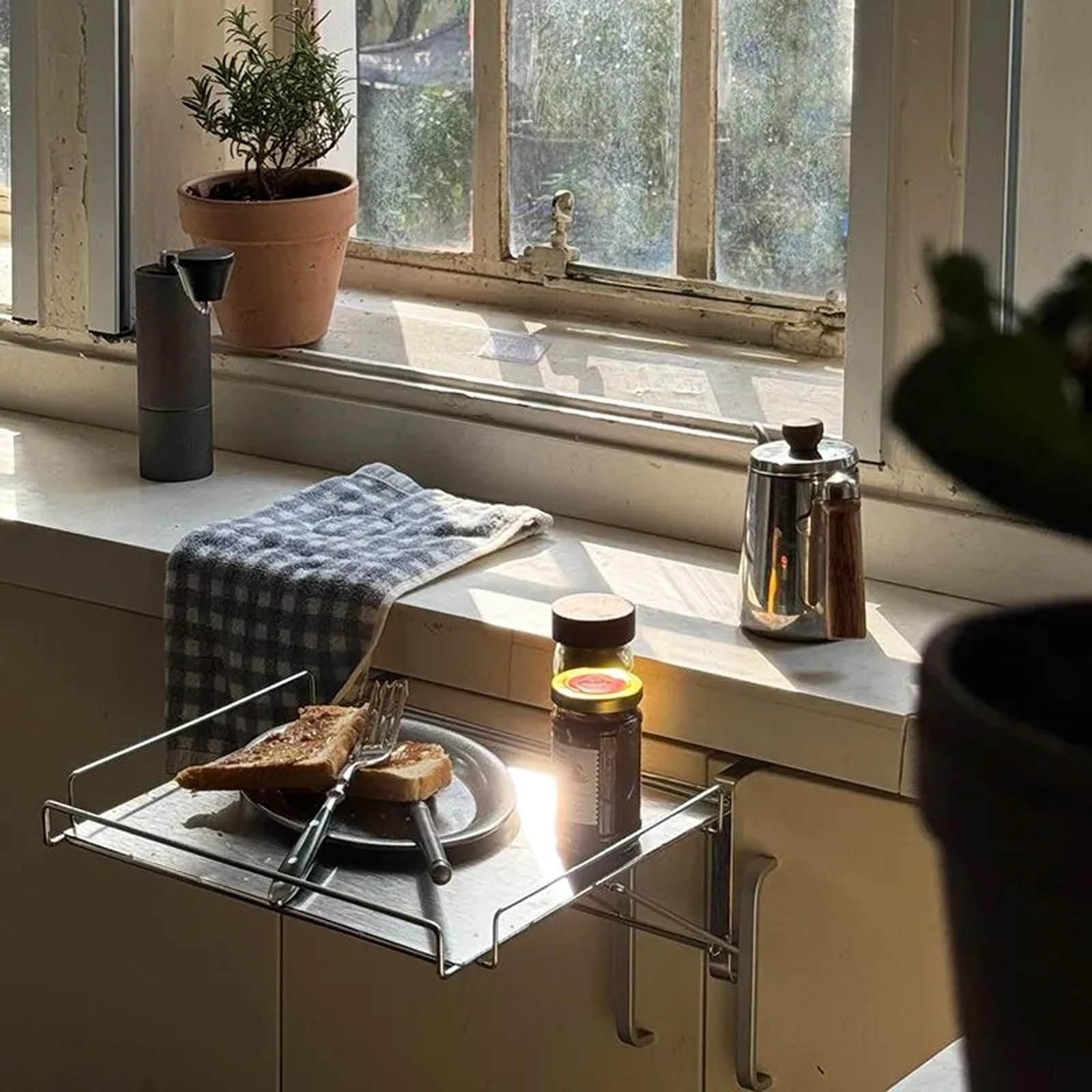 Estante para Puerta de Armario de Acero Inoxidable Impermeable, Tablero de PreparacióN Plegable DiseñAdo para Espacios de BañO HúMedos(A)