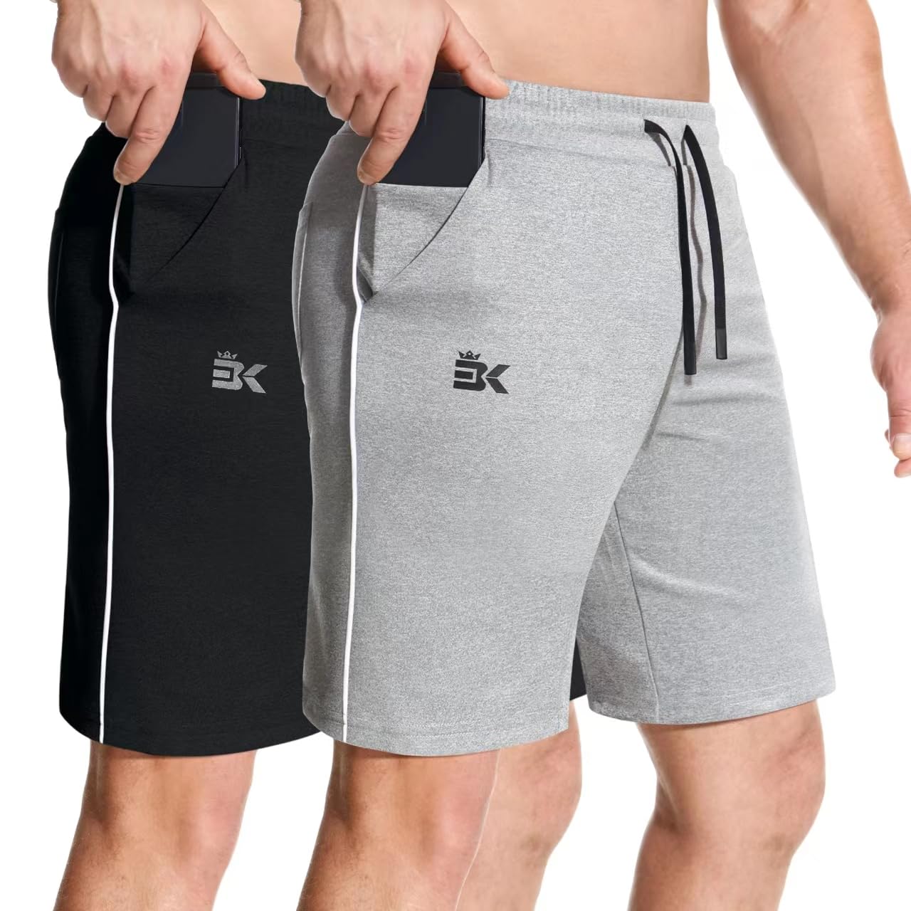 BROKIG Mens Inzip Long Gym Workout Shorts 7 inch Lounge Casual Short Basketball Sweat Athletic Shorts with Zipper