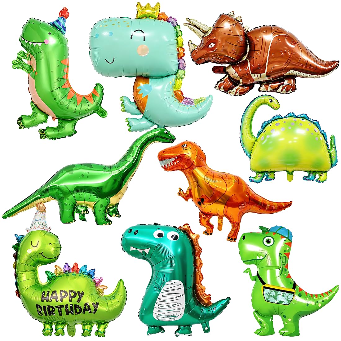 9 Pieces Dinosaur Foil Balloons, Dinosaur Balloons, Decorative for Birthdays, Parties