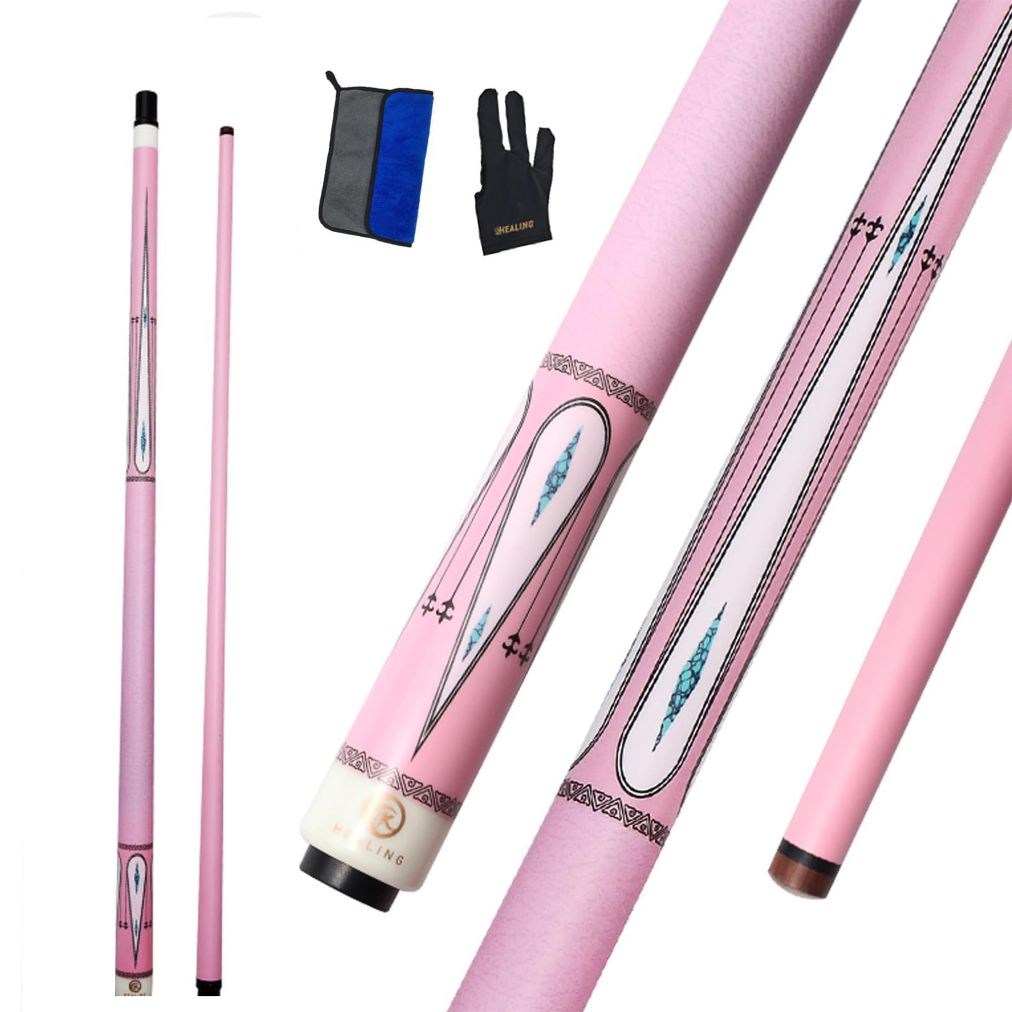 OKHEALING T700 Attelle de billard rose pour femme en fibre de carbone - Tête de 12,9 mm, 1/2 articulation, attelle de billard et snooker professionnel pour débutants et joueurs expérimentés, attelle