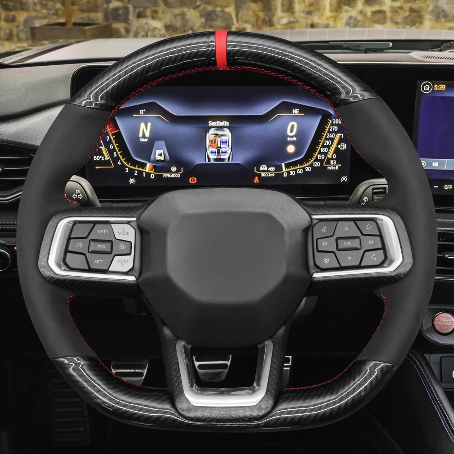 MEWANT Steering Wheel Cover for Ford Mustang 2024 Hand-Stitched Steering Wheel Wrap