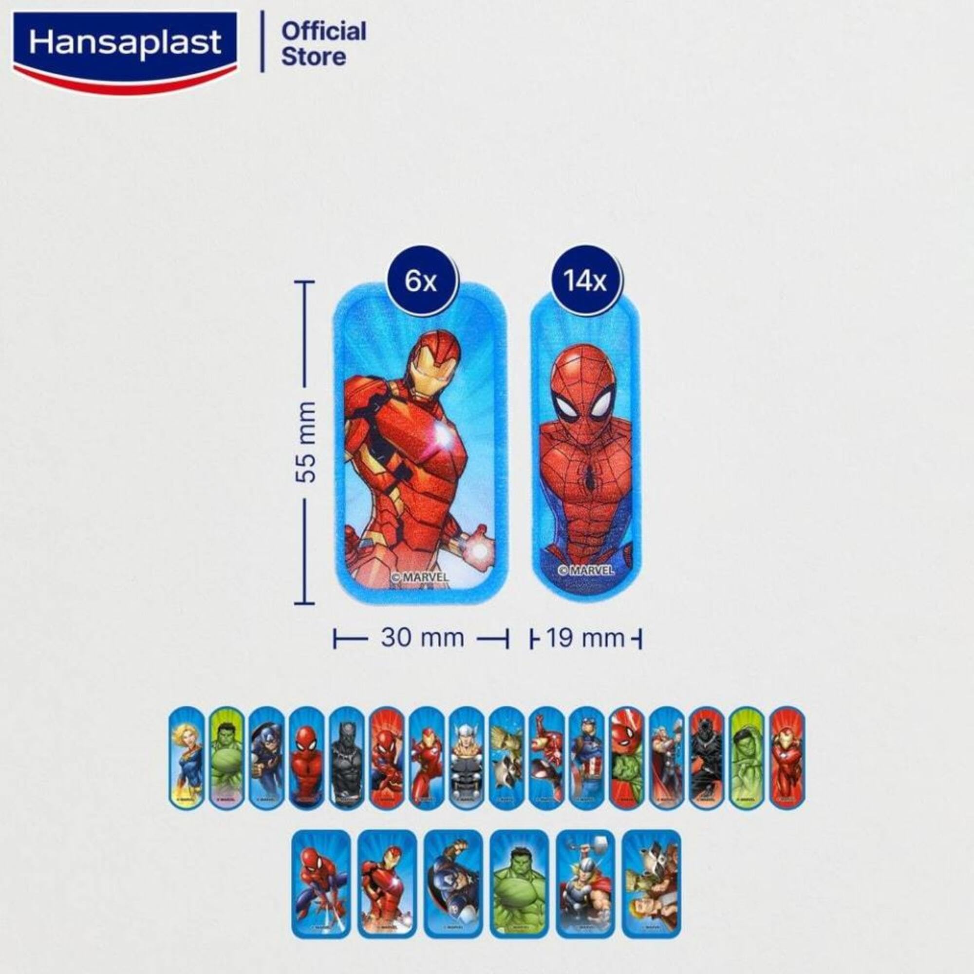 Hansaplast Kids Disney Marvel Plasters 20 Strips – Superhero-Themed Adhesive Bandages for Children – Breathable, Gentle Wound Care for Little Heroes' Cuts & Grazes