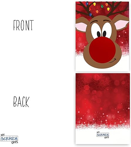 Miniatura 5 de My Scratch Offs - Paquete de 26 tarjetas de juego para raspar con diseño de Rudolph The Red Nose Reindeer White Elephant Scratch Off para premios de