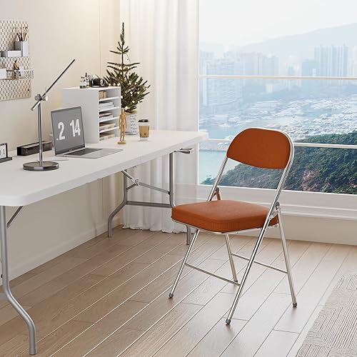 Miniatura 7 de VINGLI Paquete de 2 sillas plegables con asiento y respaldo acolchados, marco de metal, tela de pana duradera, capacidad de 350 libras, juego de 2,