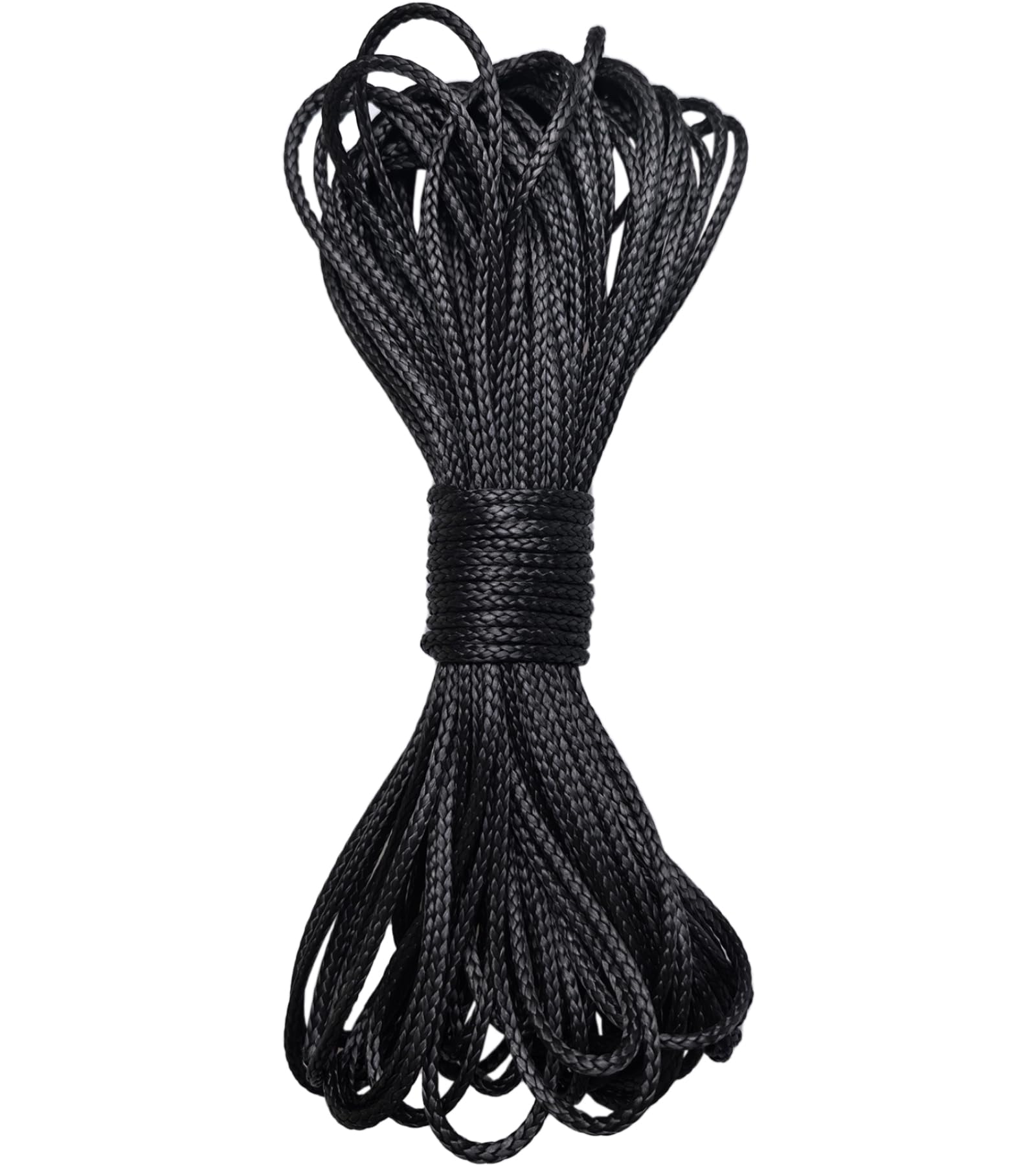 12 Strand Braided Dyneema Rope -3mm 700kg Fracture Strain - Suitable for Tents, Kiteboarding, and Other 65 feet (Black)