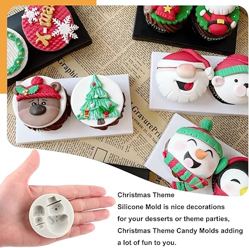 Miniatura 3 de Moldes de silicona para árbol de Navidad, campanas de copo de nieve, caja de regalo, muñeco de nieve, hojas de acebo, moldes de silicona para