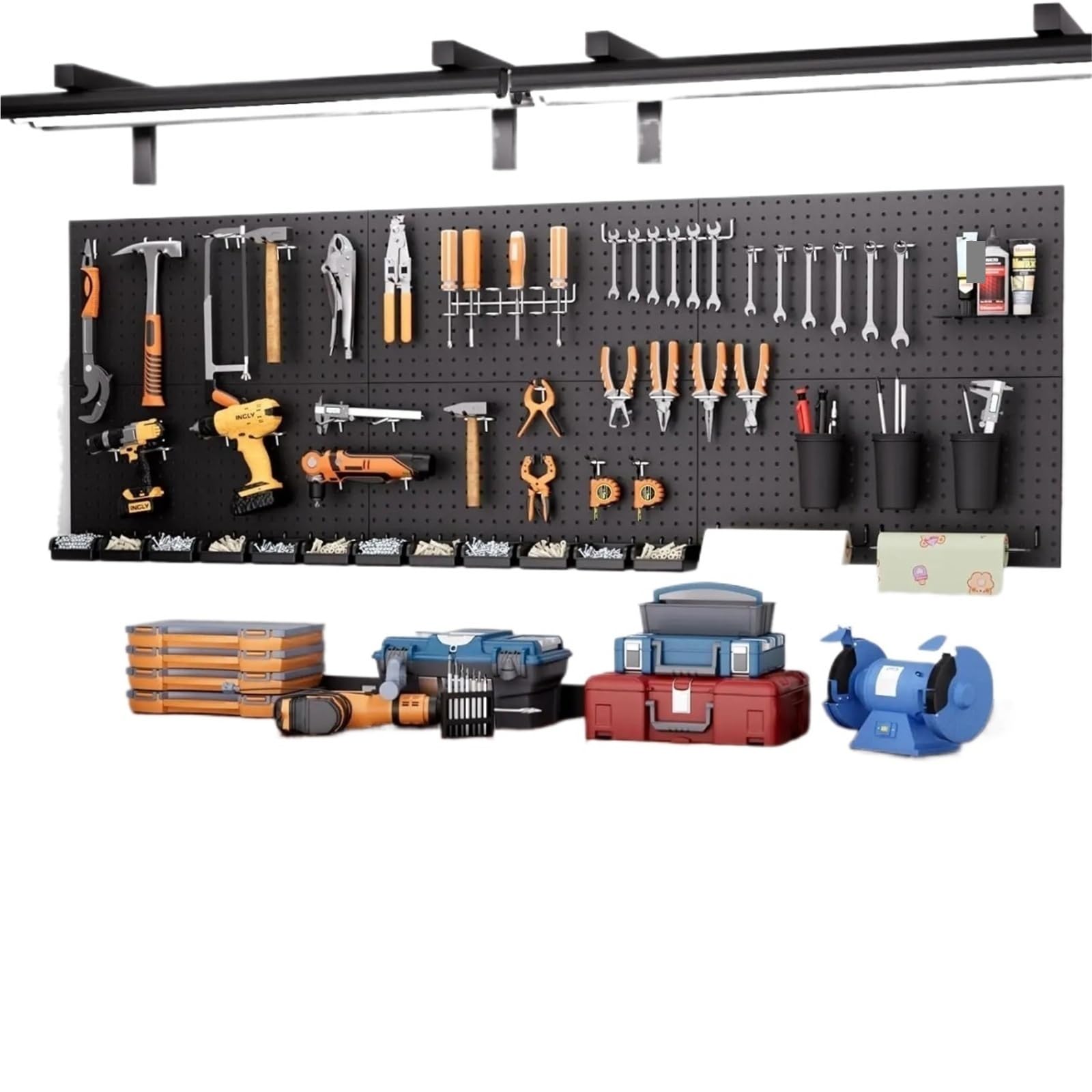 XILEUDUOD Pegboard 4 Pack Pegboard Panels 12x24 Inch, Heavy Duty Metal Pegboard Wall Organizer for Garage Tools Storage