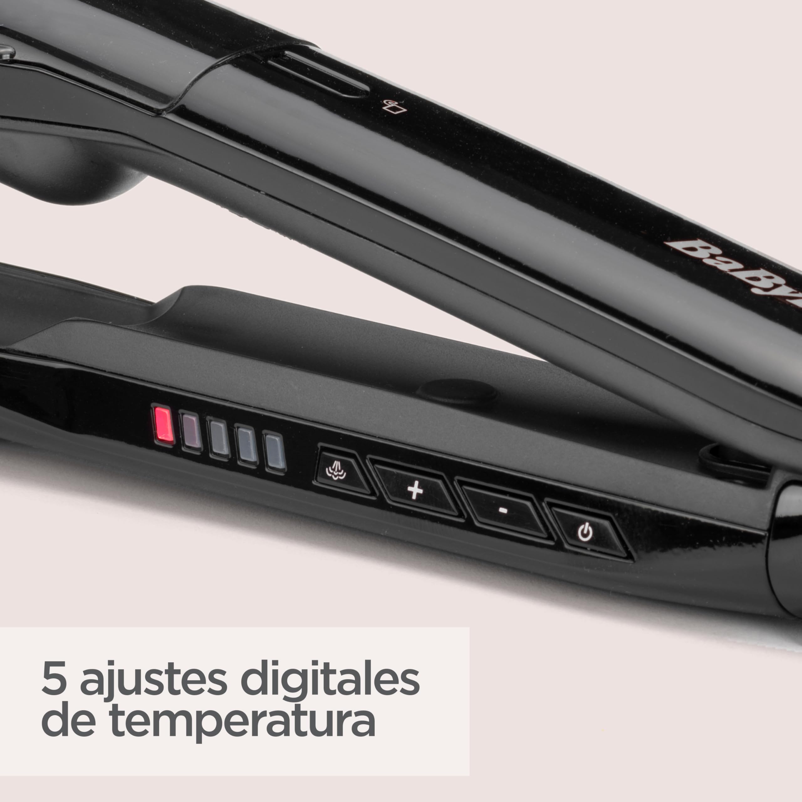BaByliss Plancha de Pelo con Vapor - Sistema hidratante, Suaviza el Cabello, Placas extra anchas, Cerámica con titanio, Peinados Suaves, Alisador de pelo, 5 ajustes de calor de 150°C a 230°C, ST492E