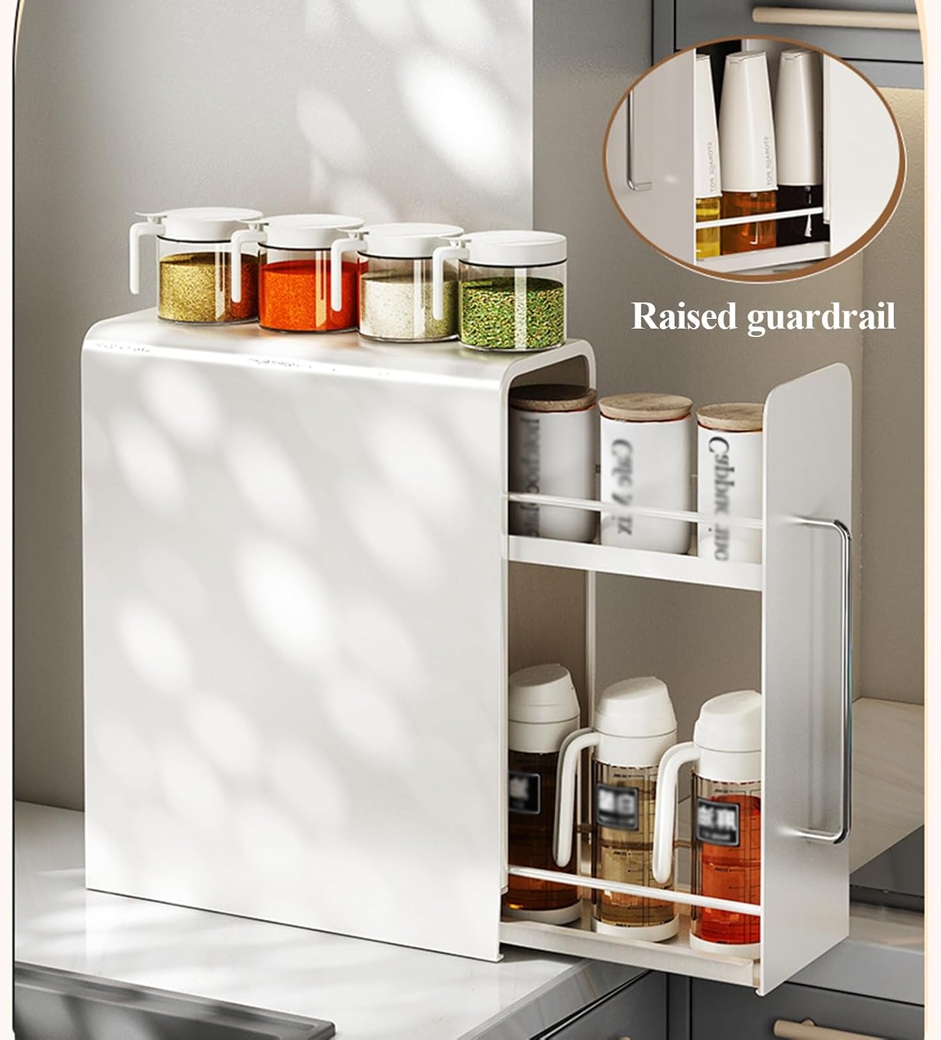 3 Tier Narrow Spice Holder, Heavy Duty Slide Out Seasoning Kitchen Organizer, Multifunctional Condiment Bottle Storage Rack, Shelf Organizer(Black)