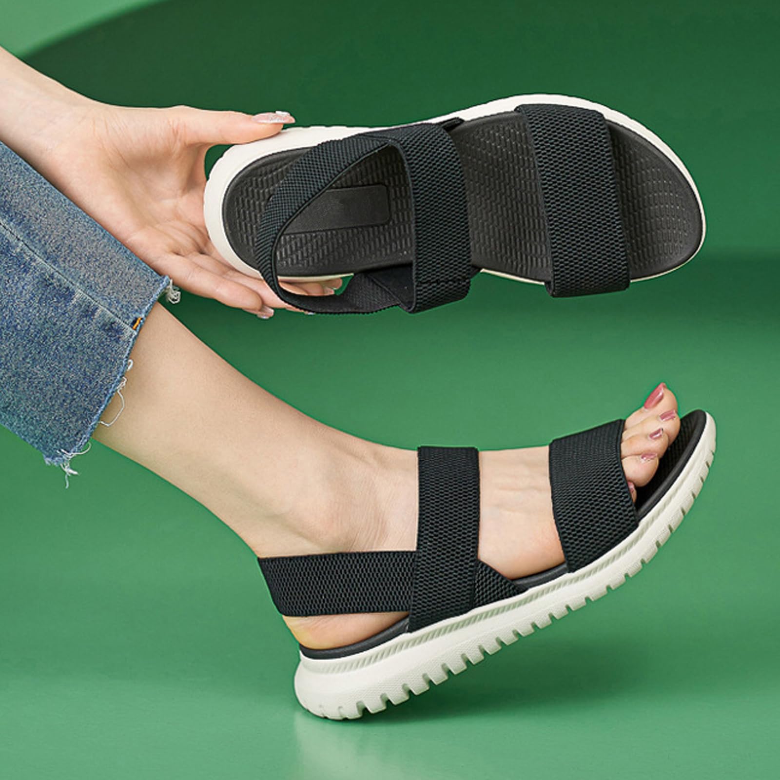 Sandalias Ortopedicas Mujer, Casual Deportivas Zapatos, Transpirables Malla Sandalia de Punto Suave, Suela Antideslizante Senderismo Sandalias