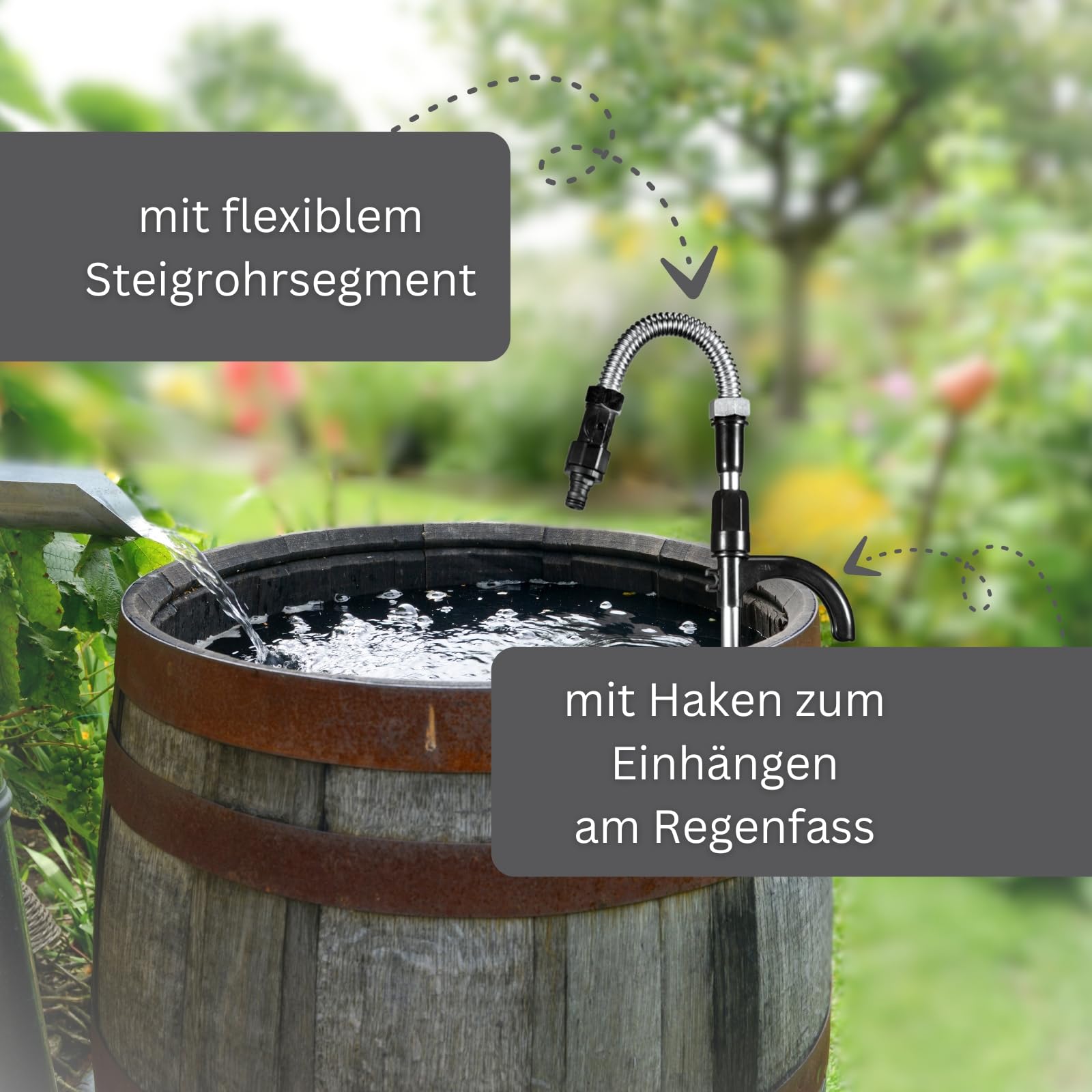 MAUK® Regenfasspumpe 350W 5000 l/h | Tauchpumpe mit integriertem Schwimmer, Wasserhahn, Schlauchanschluss & 10m Kabel | flachsaugend für Gartenbewässerung & Schmutzwasser | Förderhöhe 11m