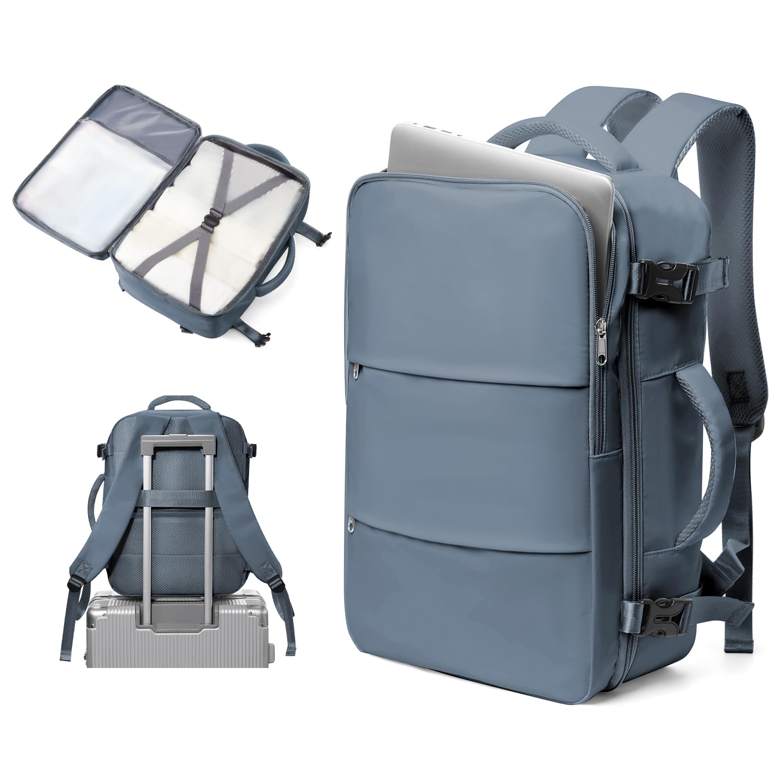 Cabin Bags for Travel, Underseat Carry on Hand Luggage Backpack for Women Airplane Approved Travel Backpack Personal Item Travel Bag 14 inch Laptop Backpack for Business Casual Work Beige — view 14