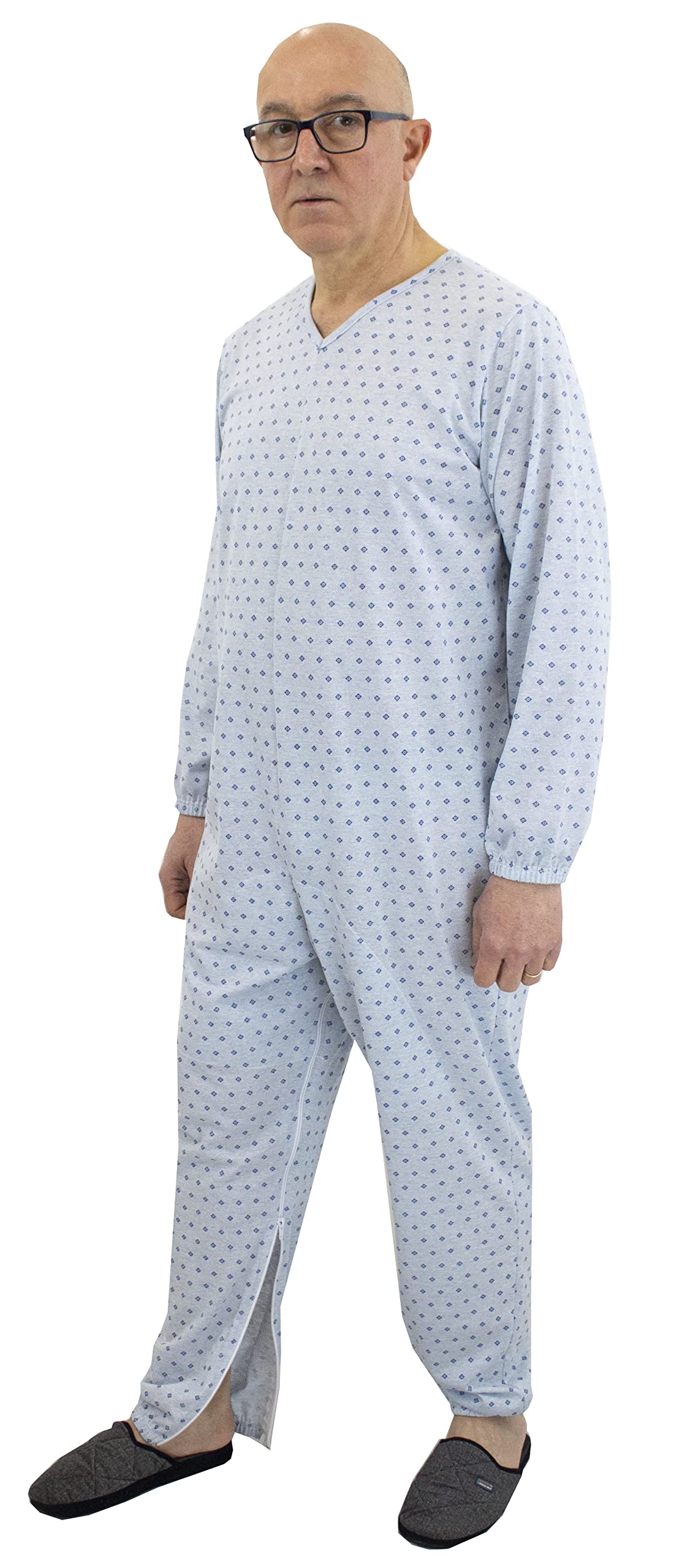 FERRUCCI COMFORT Pijama de Tutón Sanitario Simplicidad Manga Larga 3 Cremalleras/Cremallera Detrás de la Espalda e Interior Pierna Verano