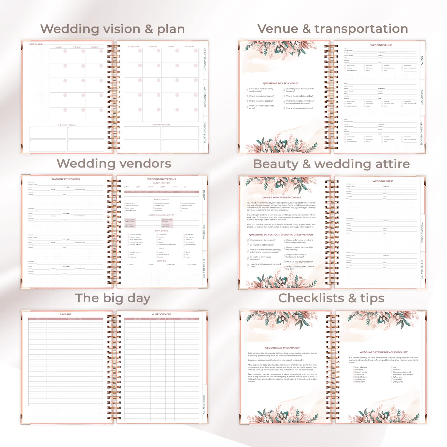 Clever Fox Planificador de boda, organizador de cuadernos para novia, carpeta de planificación de boda con bolsillos, regalo de compromiso, 10 x 11 pulgadas (rosa claro)