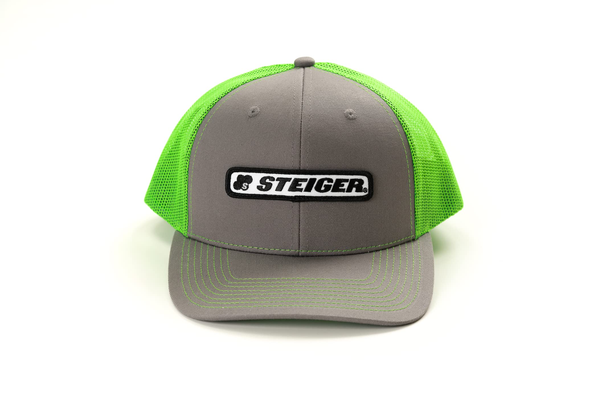 Steiger Logo Hat, Charcoal Gray with Neon Mesh Back