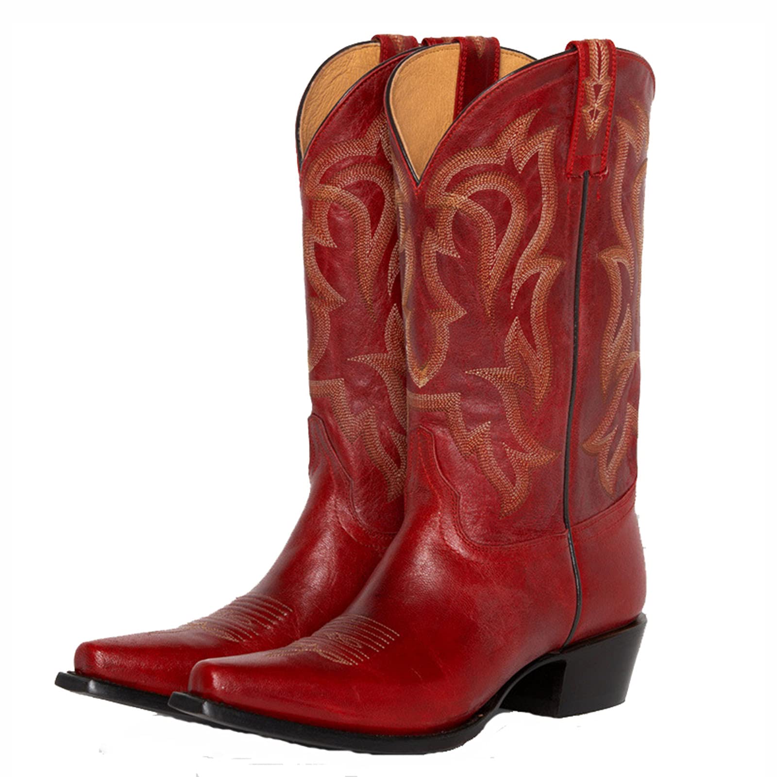 Erocalli Women’s Western Cowgirl Boots Cowboy Mid Claf Boot Chunky Block Mid High Heel Embroidery Riding Boots