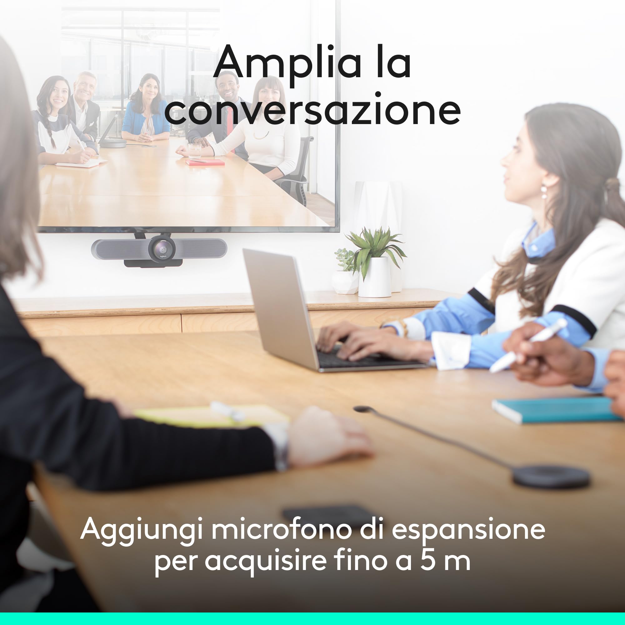 Logitech MeetUp Sistema di Videoconferenza, Ultra HD 4K/1080p/720p, 3 Microfoni/Altoparlanti Regolabili, Ampio Angolo di Visione di 120°, Compatibile con PC/Mac/Portatile/Macbook/Tablet - Nero, 4K