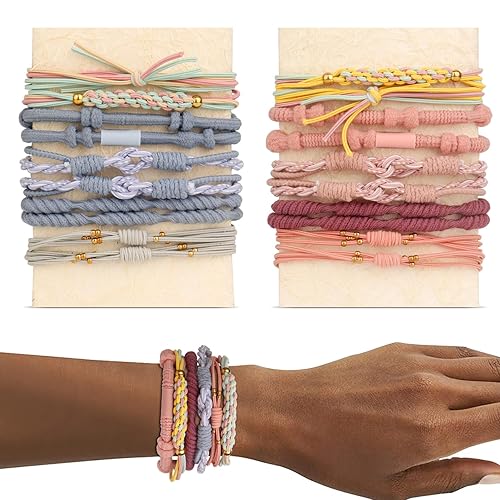 20 ligas bohemias para el cabello para mujer, 5 estilos, lindas pulseras para cabello fino y gruesocolas de caballo, pulseras de liga para el