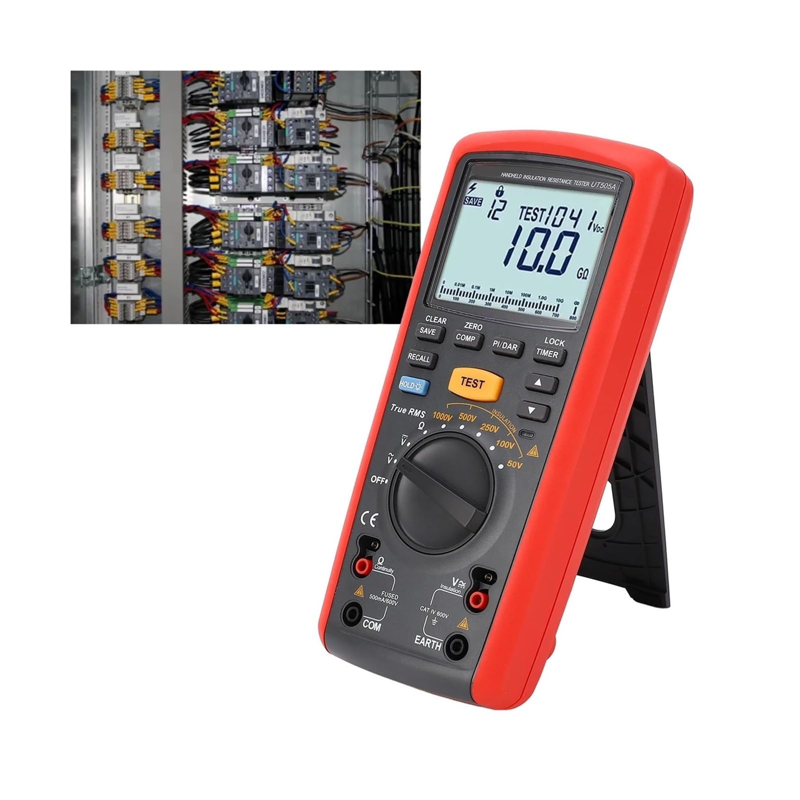 Probador de Resistencia, Probador de resistencia de aislamiento con pantalla LCD retroiluminada Megóhmetro electrónico Función de retención de datos for componentes eléctricos Motor