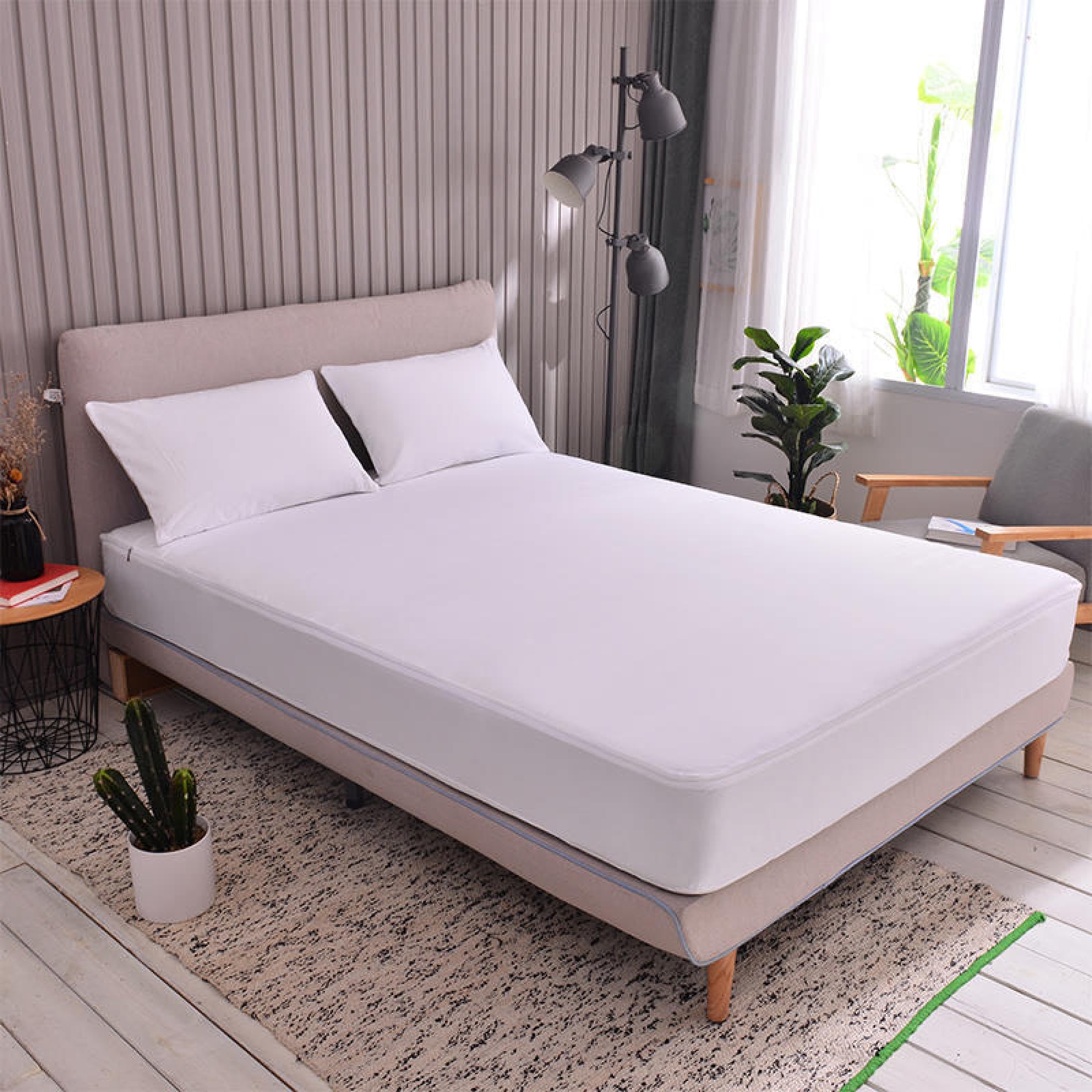 Coprimaterasso impermeabile, 180 x 200 cm, rivestimento bianco per materasso singolo, anallergico, antiacaro, traspirante, resistente, facile da pulire, massima protezione
