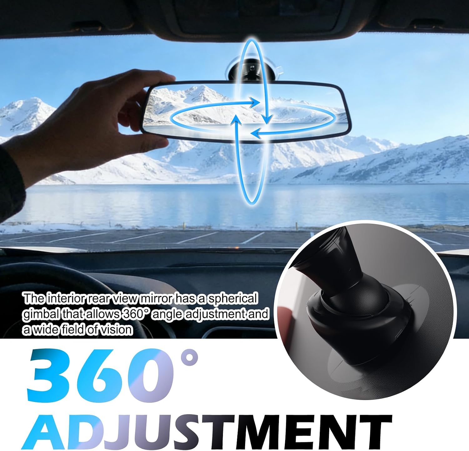 Suction Cup Rear View Mirror,HD Car Rearview Mirrors with 360° Swivel Design for Observing Road Conditions,Versatile Automotive Interior Mirrors as Baby Car Mirror