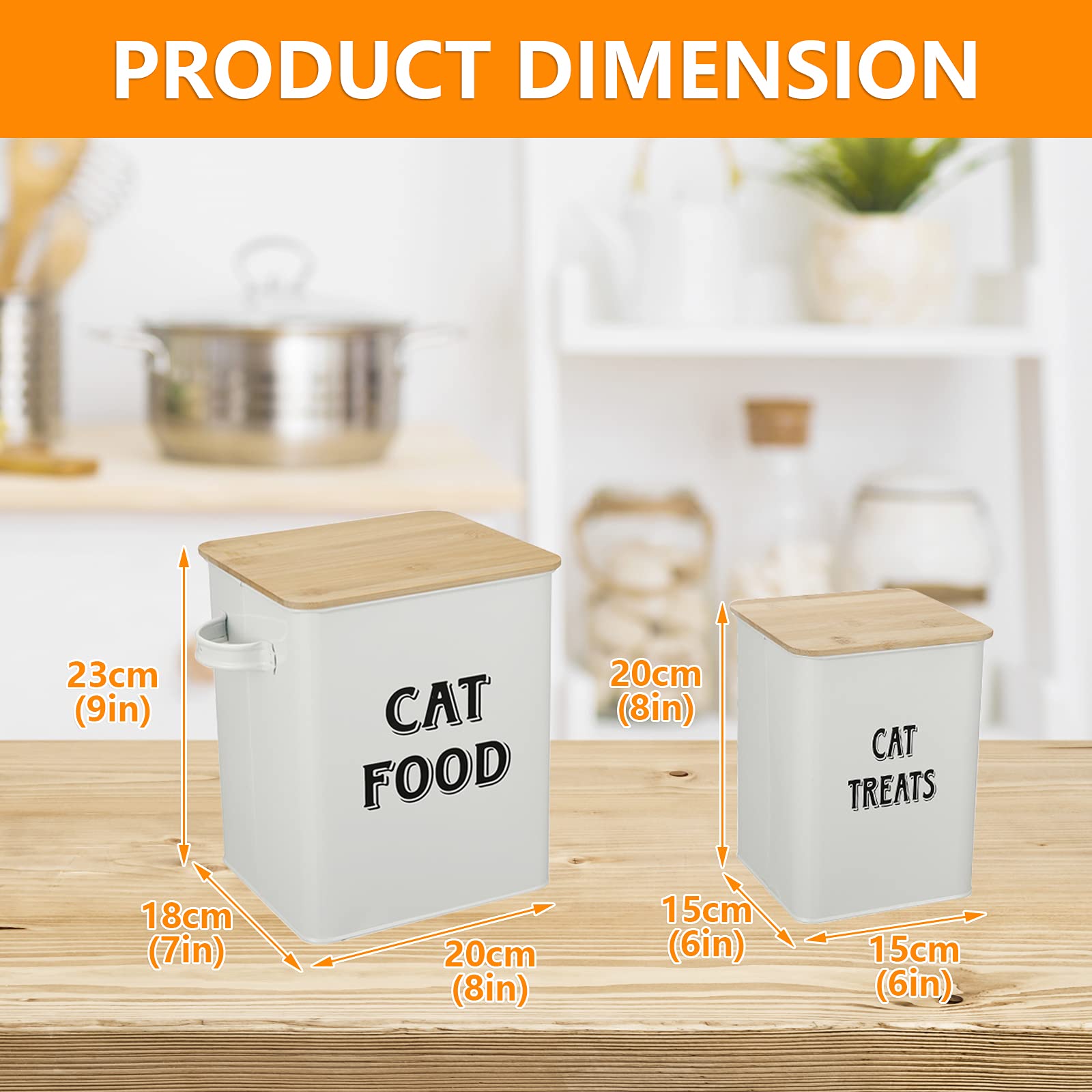Morezi Set di contenitori per alimenti per animali domestici-con coperchio sigillato e cucchiaio, scatola per cibo per gatti, usata per conservare cibo per gatti e snack per gatti-Bianco