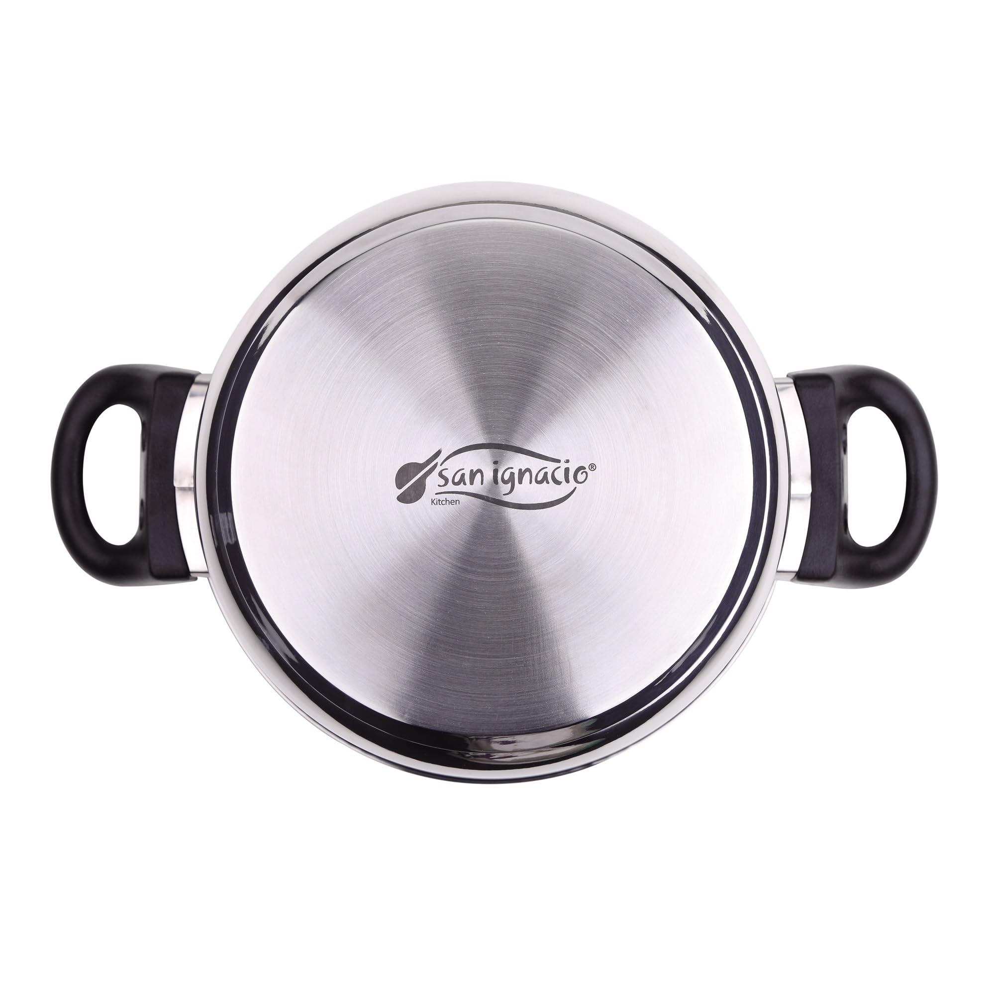 San Ignacio PK357 Batteria da cucina 5 pezzi e set di padelle in rosso, cromato