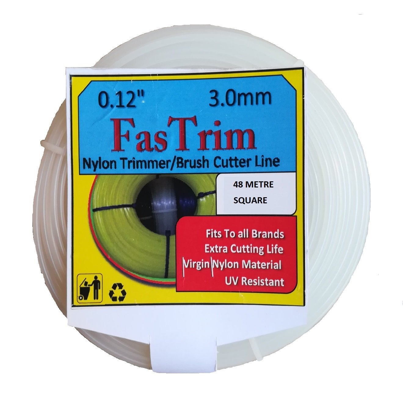 FasTrim 3mm 50 metre Square/White/Grass Cutter/Nylon Trimmer line-picture-13