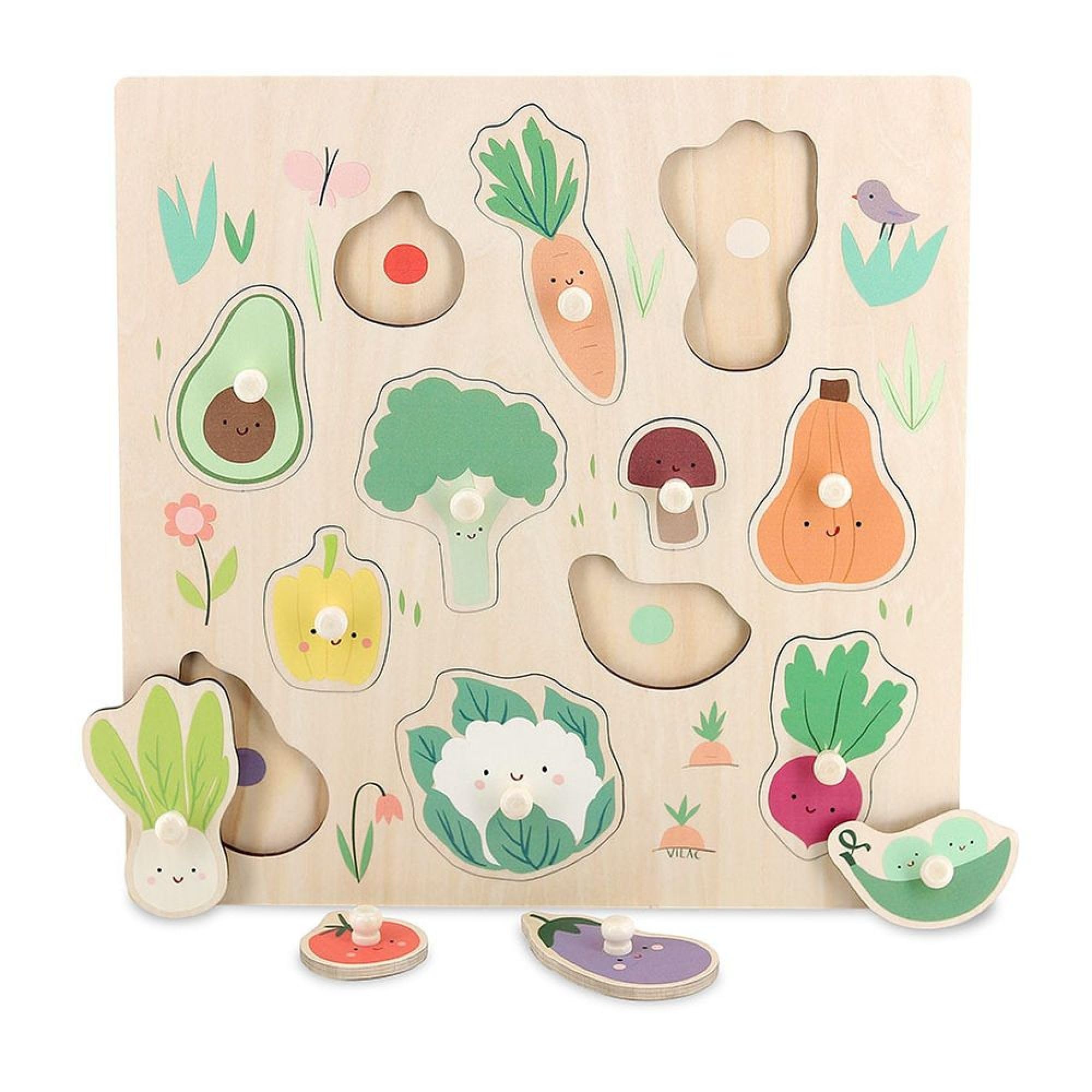 Vilac - Encastrement en Bois Les Légumes du Jardin - Enfants 2 Ans+