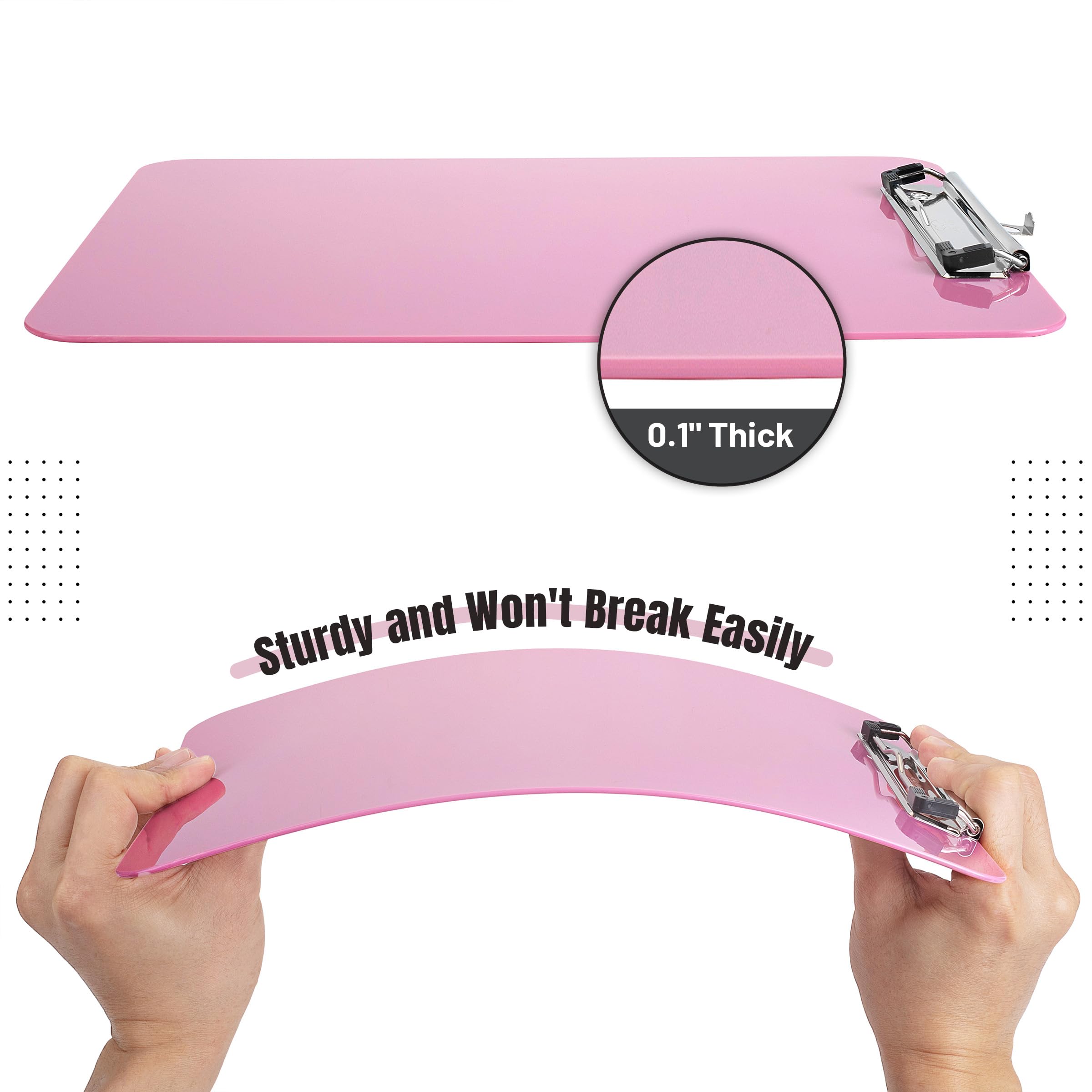 Careys Pink Plastic Clipboard, 12.5' x 9', Kids & Adults Clipboard - Image 4