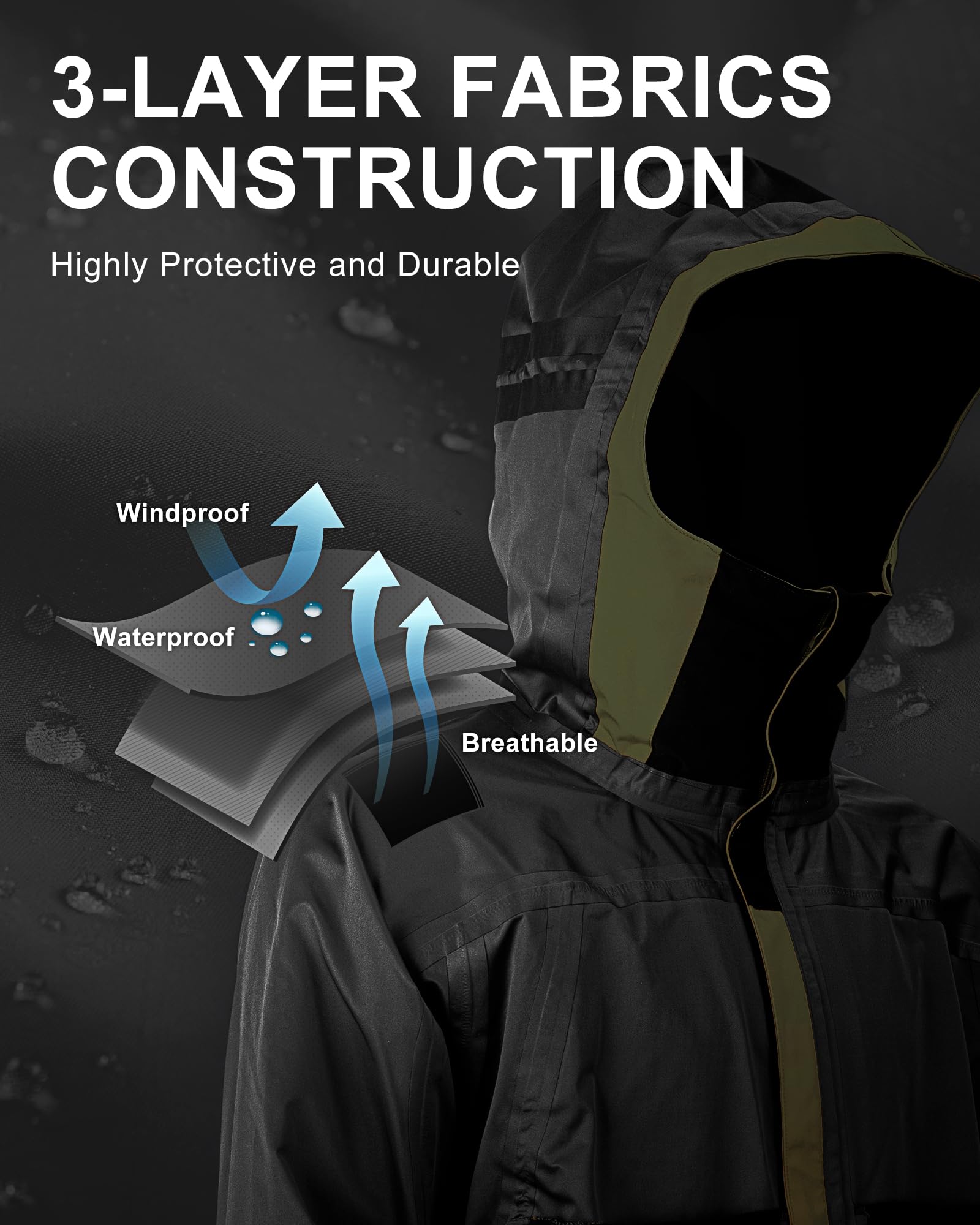 33,000ft Chubasquero ligero para hombre, chaqueta softshell impermeable, cortavientos, chaqueta para exteriores, transpirable, chaqueta funcional para trekking, senderismo, camping