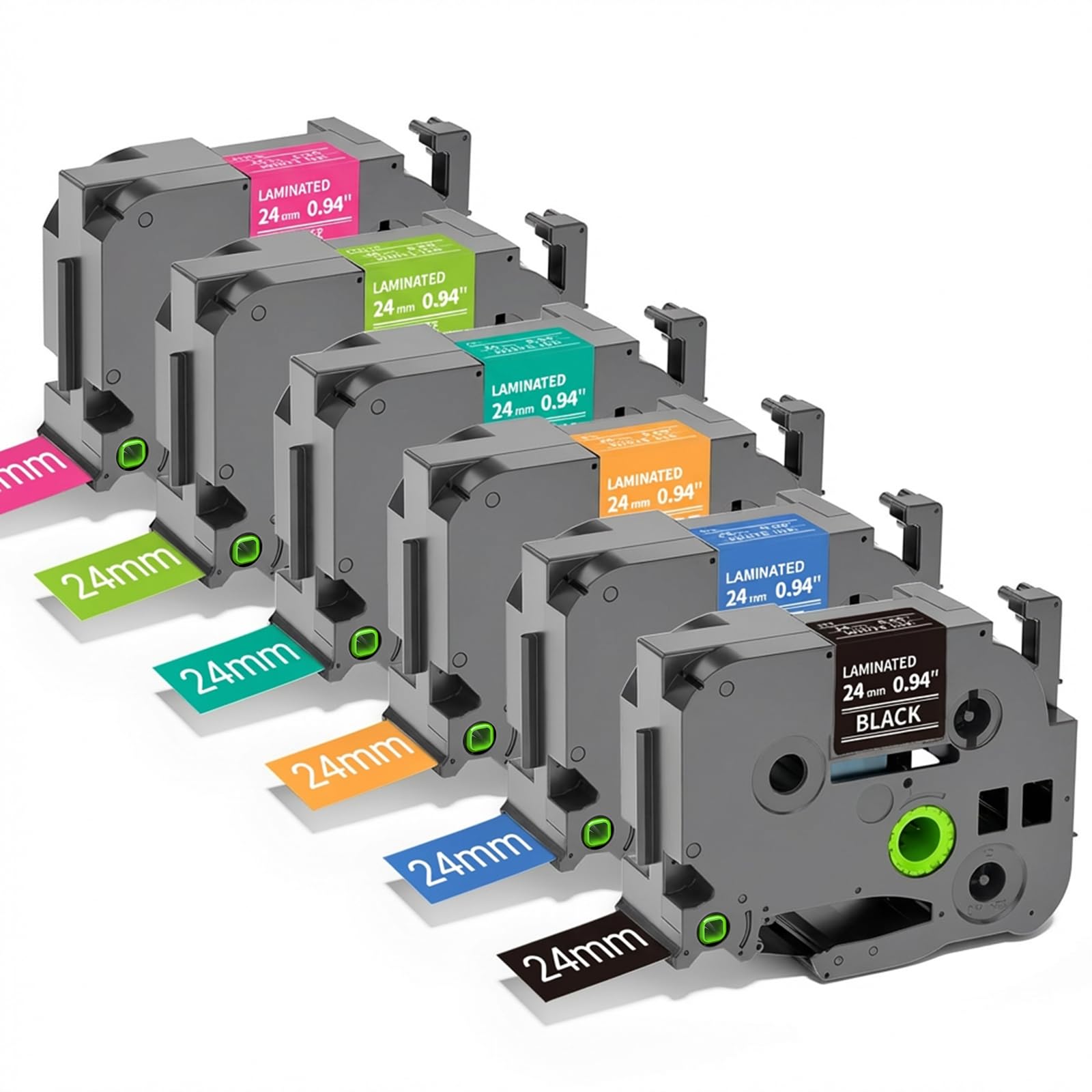 24mm TZ Tape Replacement for TZe Tape 24 mm 0.94 P-Touch TZe Ribbon Laminated TZ Colored Refills Compatible with Brother Label Maker Tape PT-D600 D610BT P700 P710BT Cube Plus, 1" x 26.2', 6 Pack