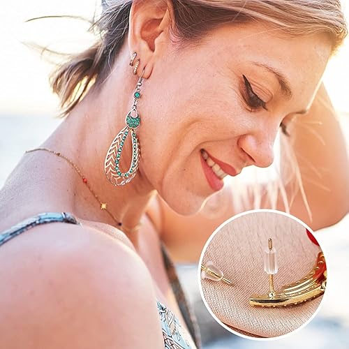 Miniatura 6 de 8 estilos de parte trasera de aretes, 612 piezas (306 pares) para aretes, almohadillas de seguridad para aretes, topes, tapón de goma transparente,