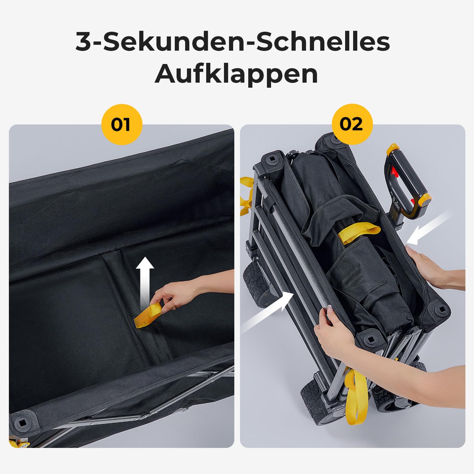 BougeRV Elektrischer Bollerwagen faltbar, 200 kg Belastbarkeit, Campingwagen mit Antrieb, 250W Doppelmotor & 250L Volumen, Offroad Elektro-Handwagen für Outdoor-Abenteuer & Garten (Ohne Ladegerät)