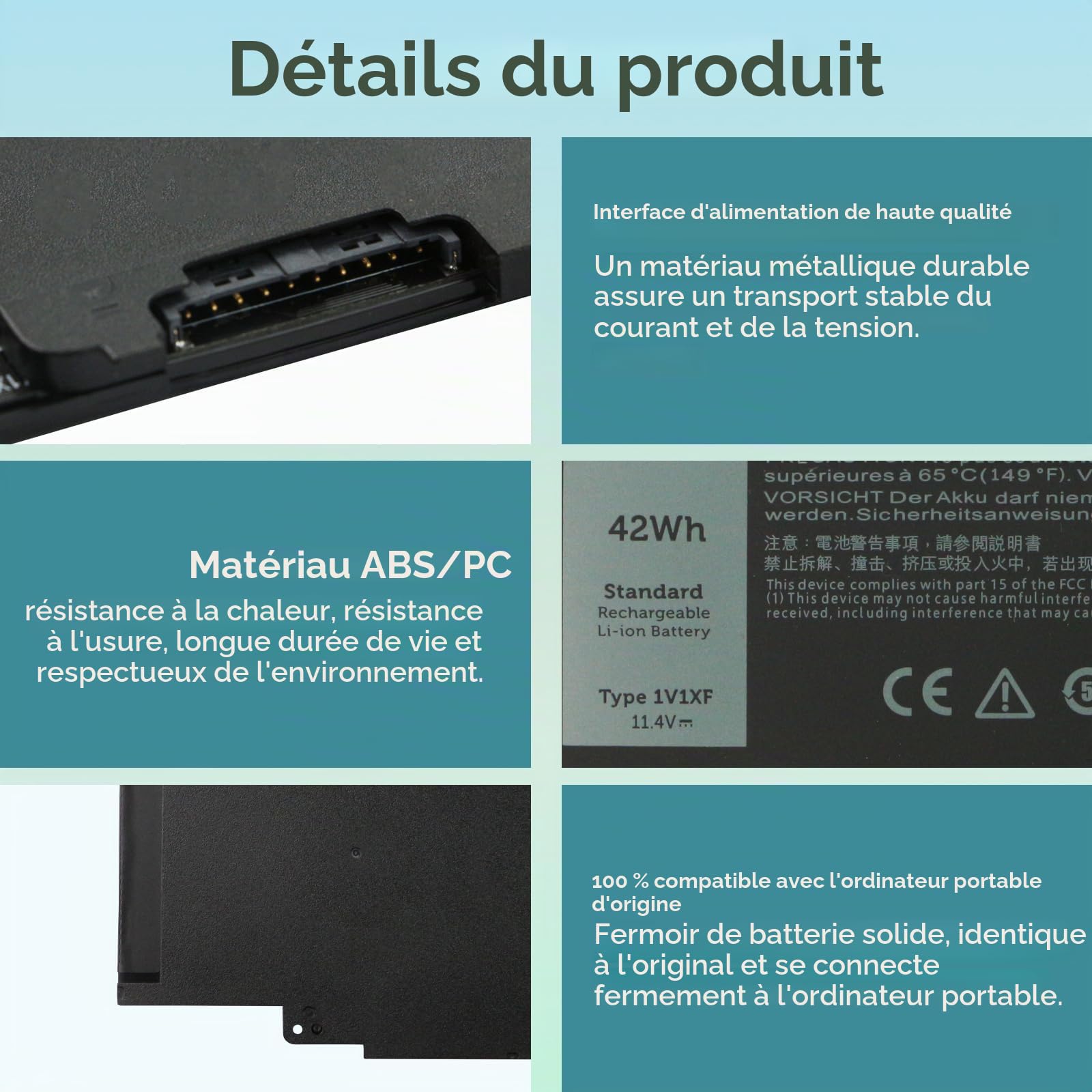 K KYUER 42Wh 1V1XF Batterie pour Dell Latitude 5400 5500 E5400 E5500 Inspiron 7590 7591 2n1 2-in-1 Precision 3540 M3540 Mobile Workstation Series P84F P98G P80F R8D7N 49HG8 H82T6 K7C4H TNT6H W8GMW