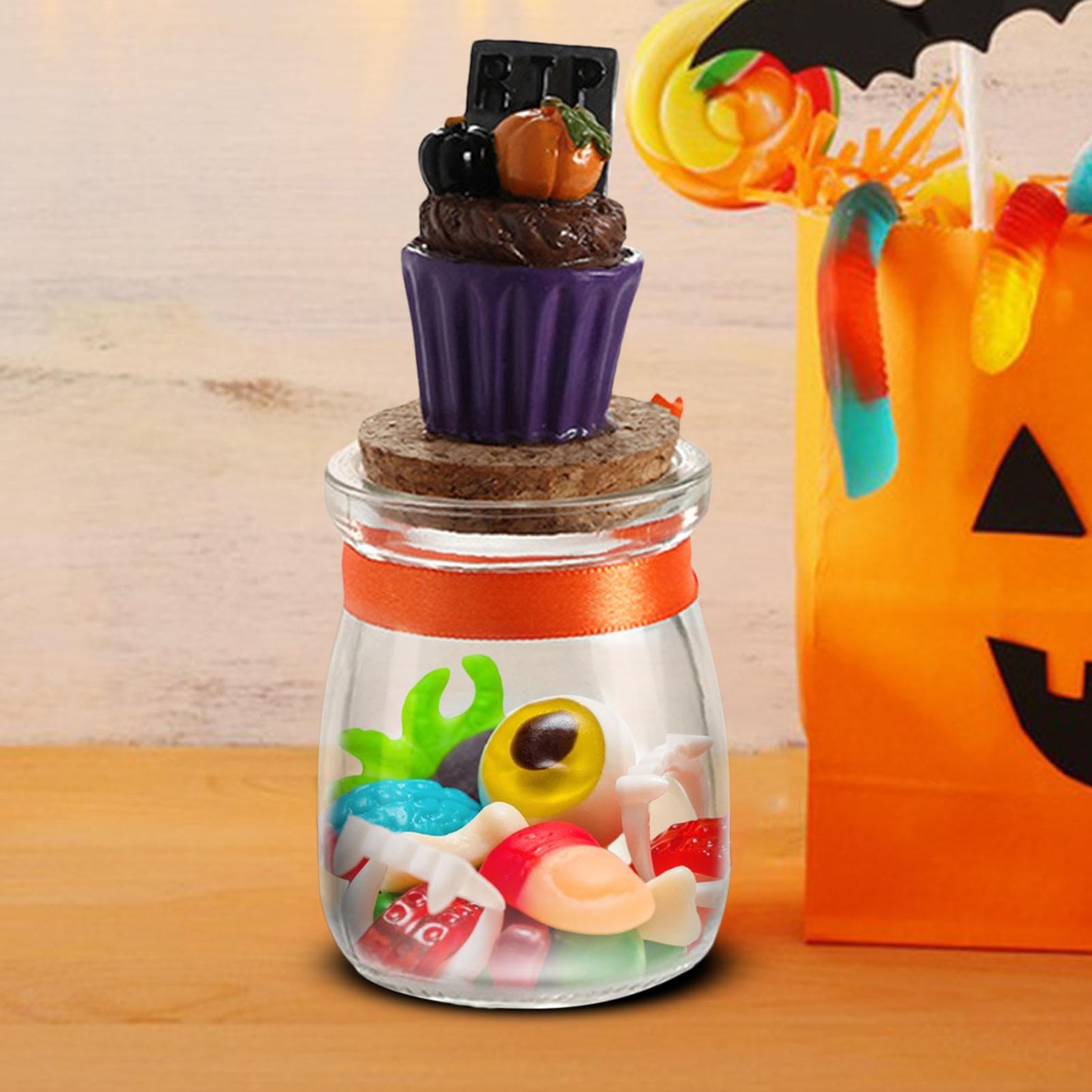 Amazon｜ハロウィン クッキー ジャー、蓋付きガラス キャンディ ジャー