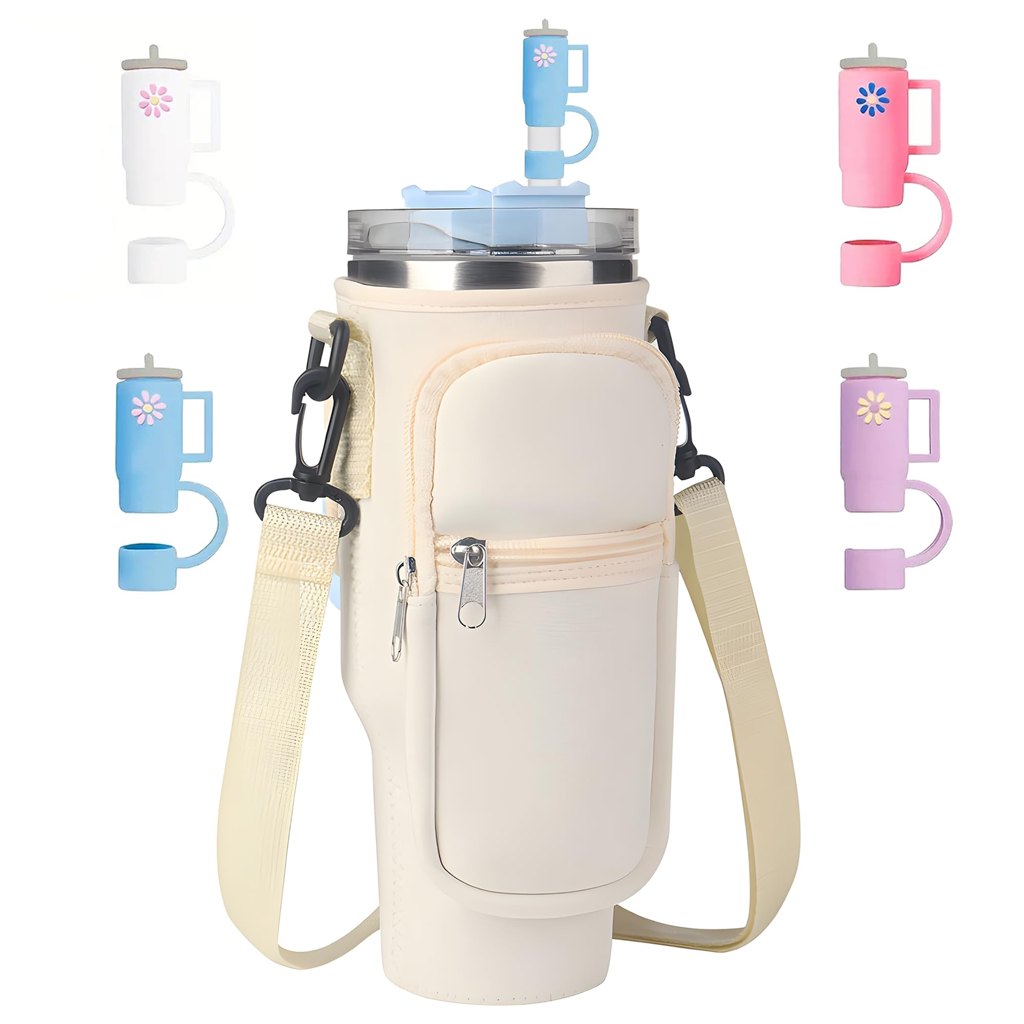 Sac Porte-Bouteille Pour Stanley Cup 40 Oz - Néoprène, Bandoulière Réglable, Poches