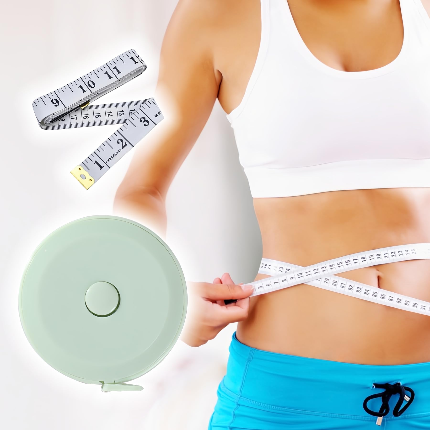 Paquete doble de cinta métrica de 60 pulgadas, cintas métricas flexibles y duraderas para el cuerpo y la tela, para costura, sastre y manualidades, color verde