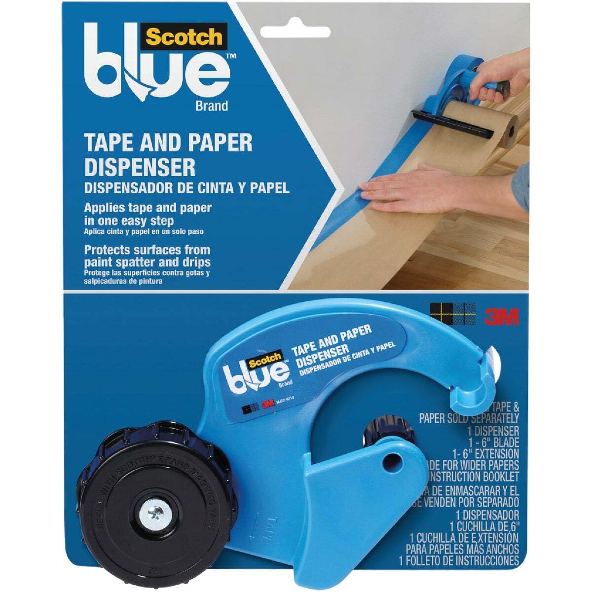 ScotchBlue Painter's Tape and Paper Dispenser, Applies Masking Paper with Painter’s Tape to Protect and Cover Surfaces, Tape Dispenser Includes Plastic Blade, Fits 12 Inch Masking Paper