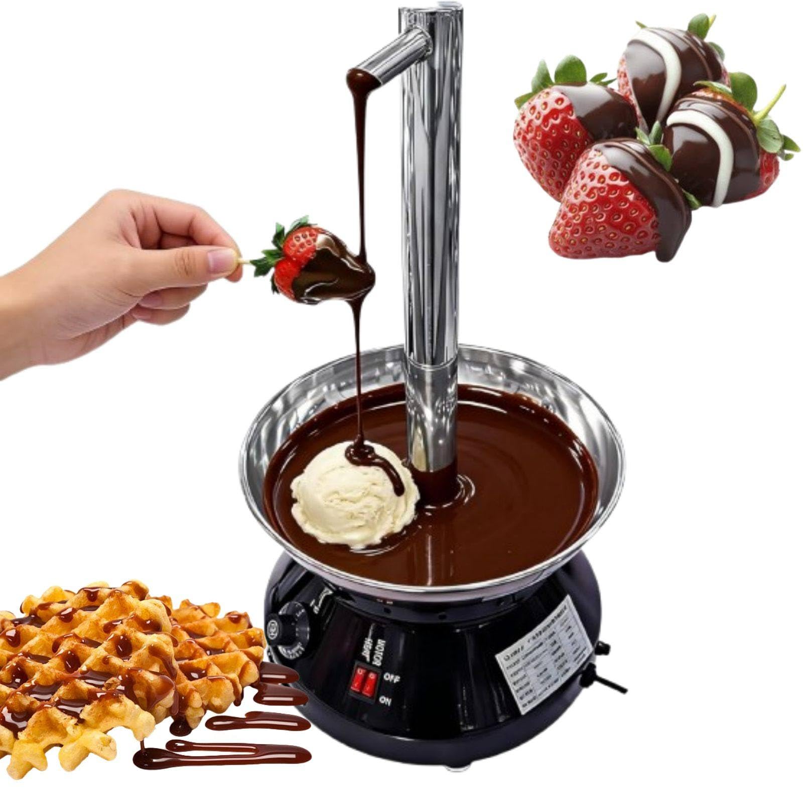 MhWrughts Electric Chocolate Fondue Fountain Machine, Faucet Model Chocolate Waterfall Machine with Temperature Control, Stainless Steel Chocolate Melter for Home & Commercial Use