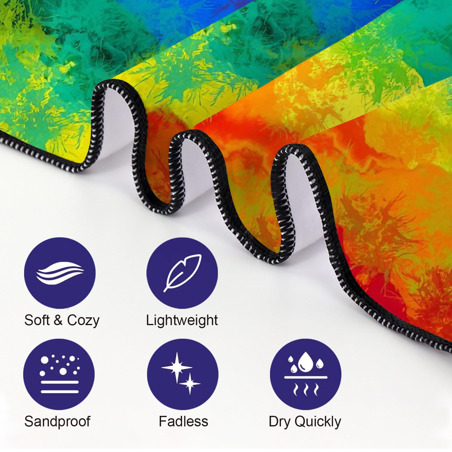 YISUMEI Tie Dye Beach Towels for Adults Extra Large 180x90cm, Microfibre Quick Dry Towel for Travel Swimming Camping Sports - Image 3