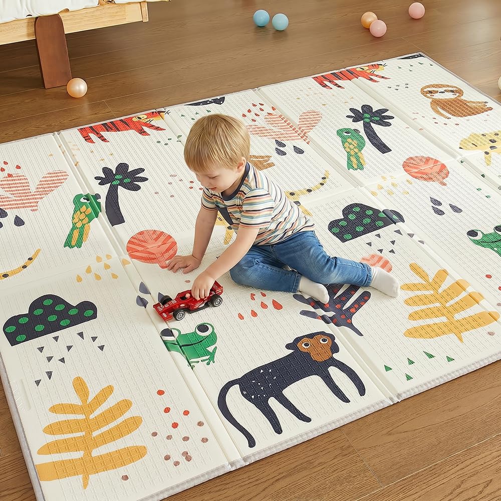 CASABEL tappeto gioco per bambini, morbido, 180x150cm, motivo scimmia | Evolutivo, tappeto bebè pieghevole, impermeabile, grande e spesso, design colorato, compatto, facile da riporre e pulire