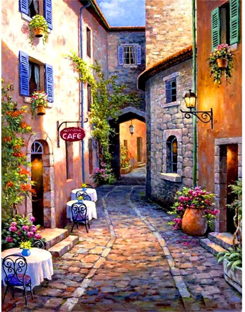 Paint by Numbers for Adults,Paint Numbers on Canvas DIY Acrylic Paints Set for Beginners Acrylic Drawing Paintwork Crafts Landscape-20 X 16 Inches(Without Frame)