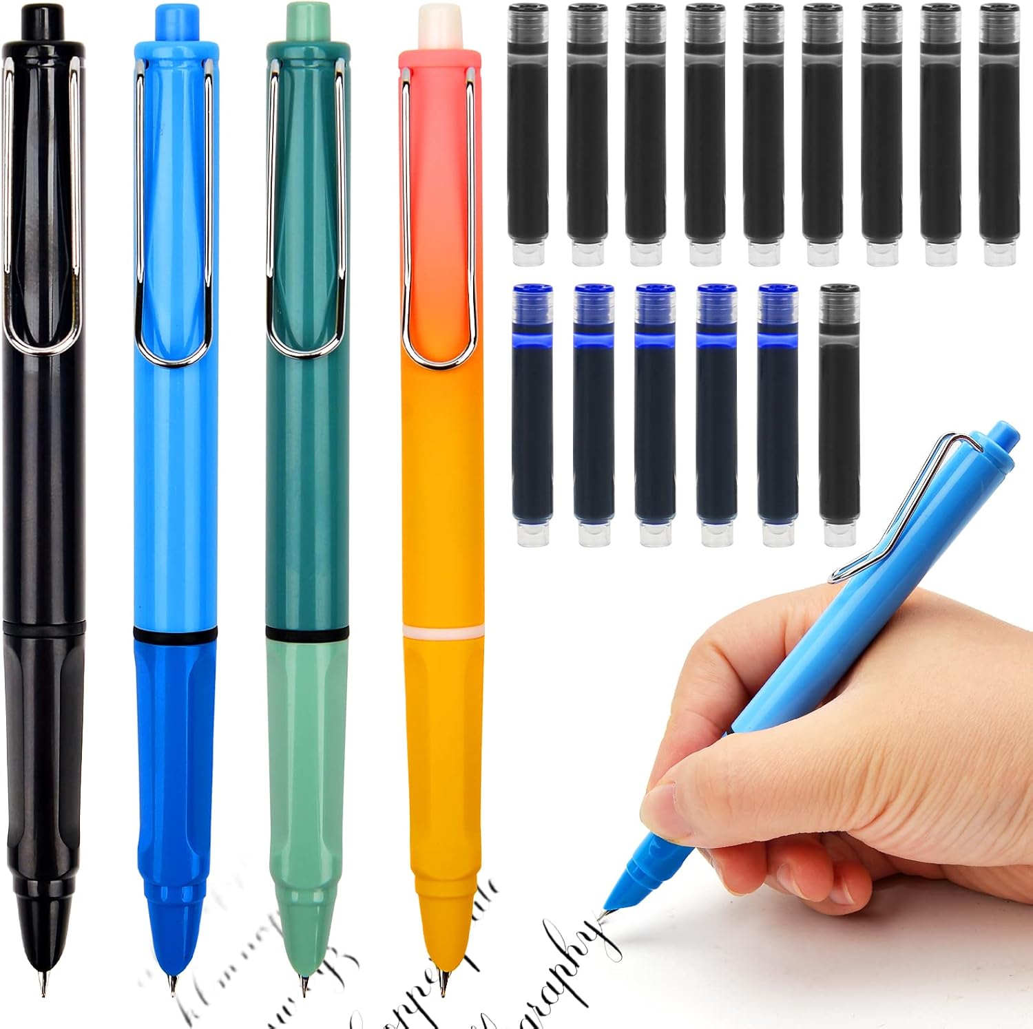Retractable Fountain Pen, Retractable Fountain Pen Standing Writing Pen without Ink 0.38 mm