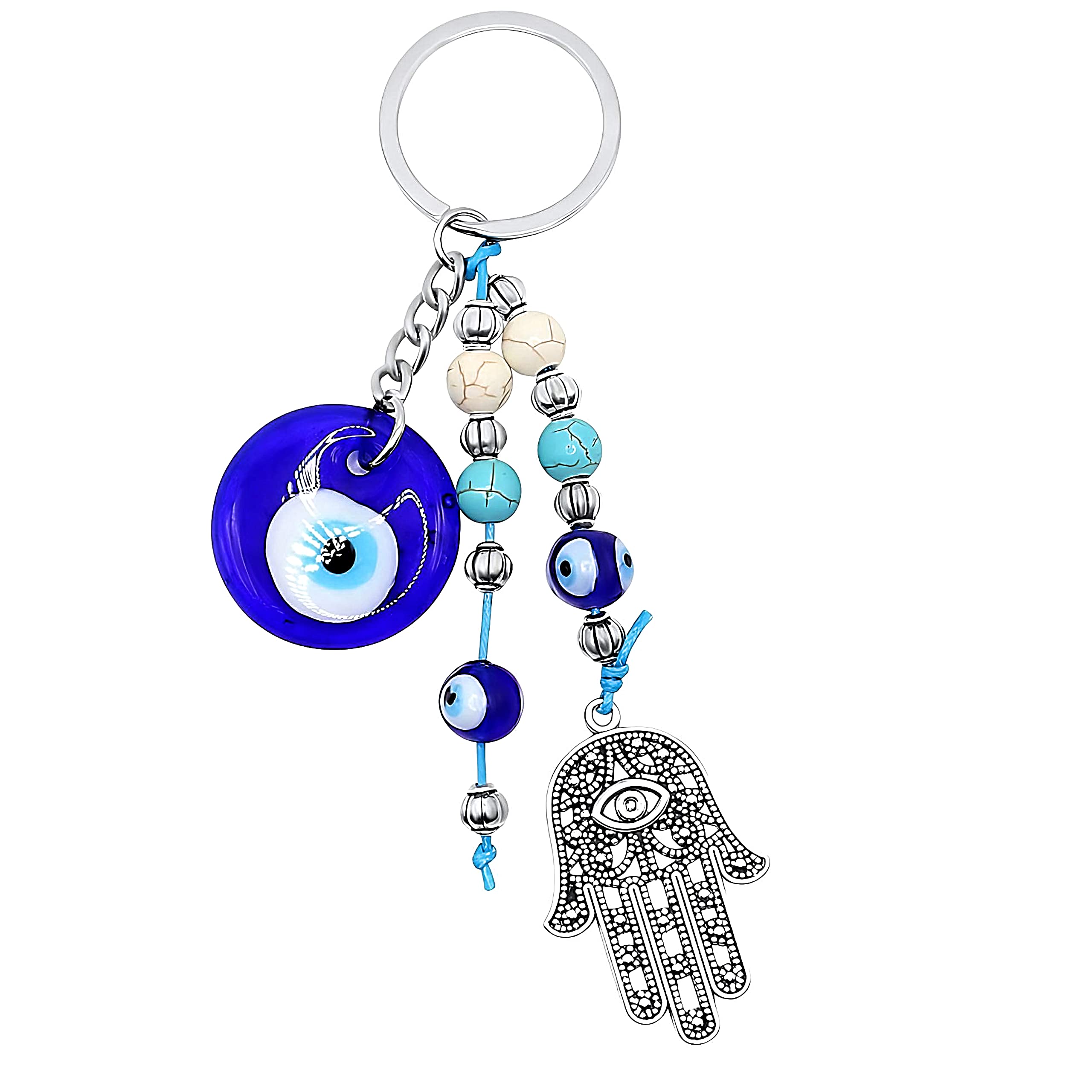 MyfavoriteKHamsa Hand Keychain Turkish Evil Eye Key Chain Good Luck Charms Hamsa Ornament for Car Protection Amulet