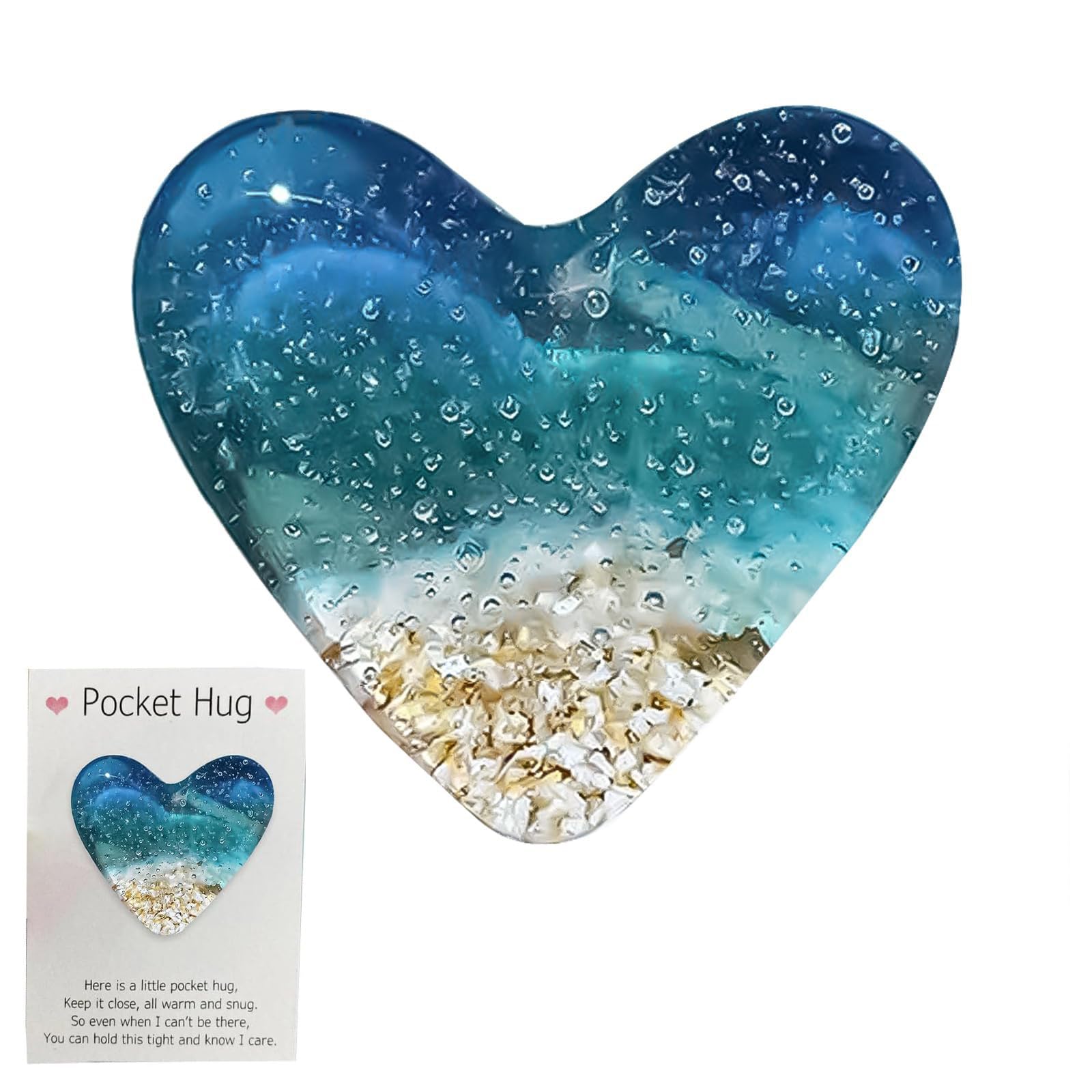 TeTupGa Little Pocket Hug Heart,Glass Heart-Shape Pocket Hug Token Friendship Keepsake Gifts for Women, Cute Ornament Positive Good Luck Gifts for Birthday Wedding Christmas Mothers Day Valentines