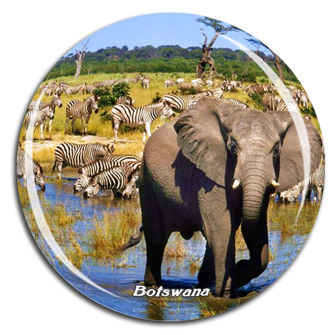 Weekino Purple Elephant Moremi Wildlife Reserve Botswana Fridge Magnet 3D Crystal Glass Tourist City Travel Souvenir Collection Gift Strong Refrigerator Sticker