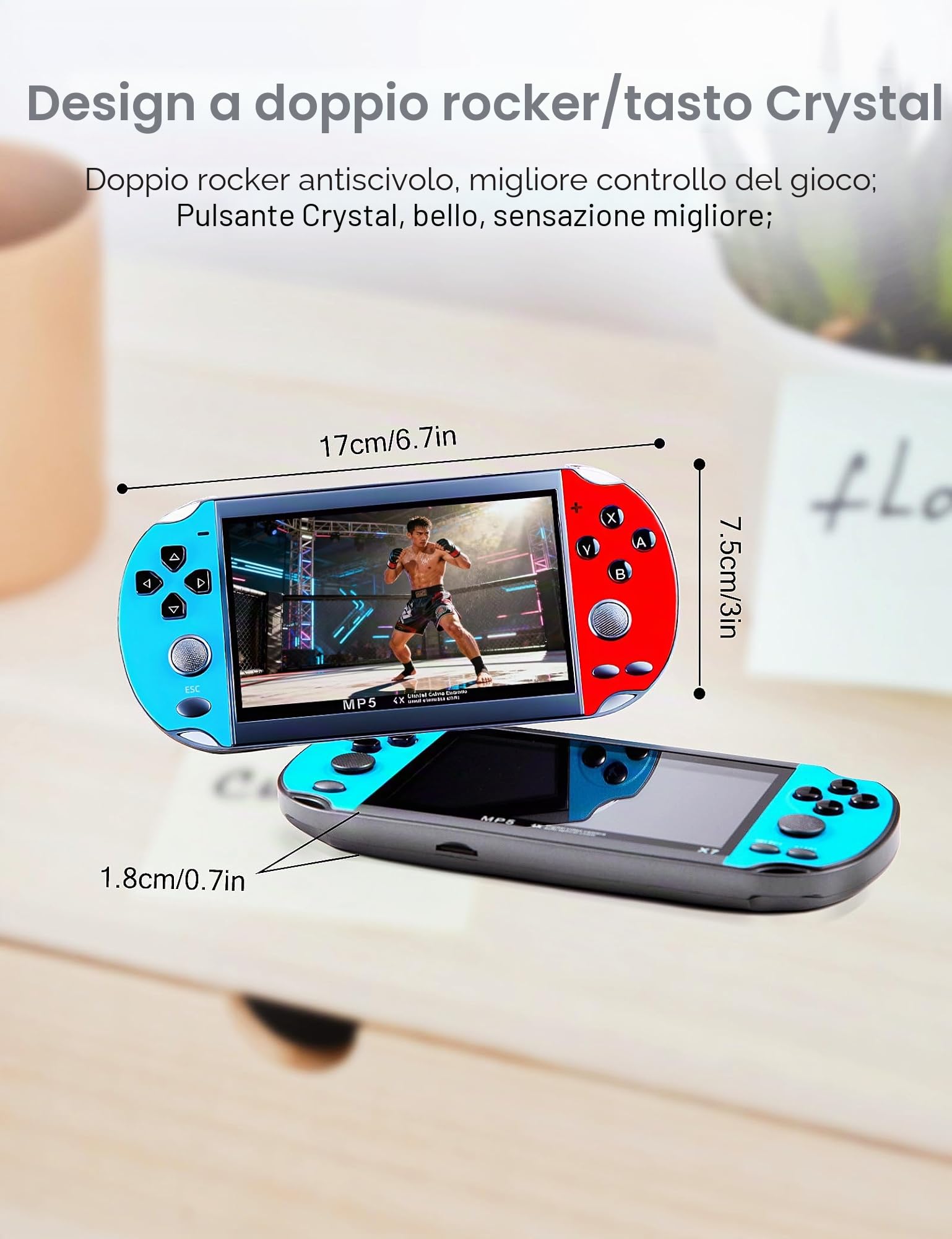 CZT Console retrò da 4,3 pollici, console da gioco portatile con 3000 giochi integrati, che supporta giochi MP3/MP4, console portatile per bambini, simulatore di arcade e regali per bambini (blu)