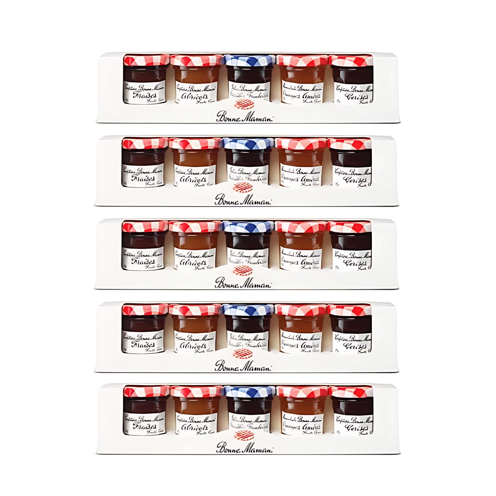 Bonne Maman Exklusives Geschenkset 5 Boxen 25 Mini Gläser 50g Gourmet-Liebhaber