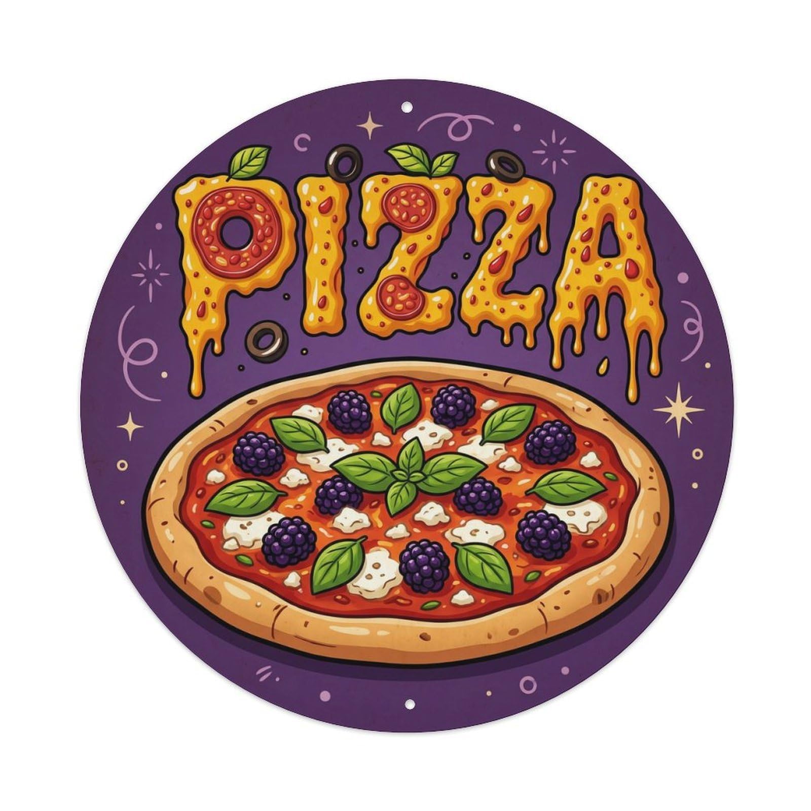 Huiyhb 8X8inch(20X20cm) Vintage Pizza Slice Blackberry Goat Metal Tin Sign